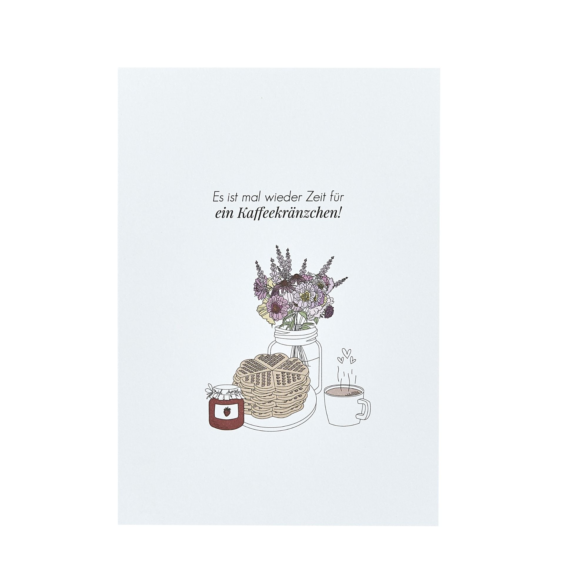 Verblühmeinnicht Postkarte "Zeit für ein Kaffeekränzchen"