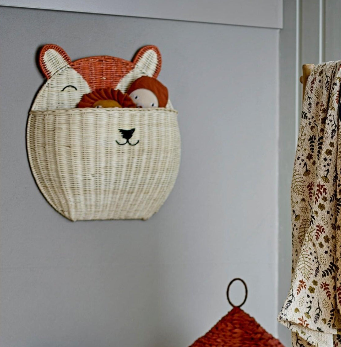Bloomingville Wandkorb "Gerti" Fuchs aus Rattan 47 x 44 cm