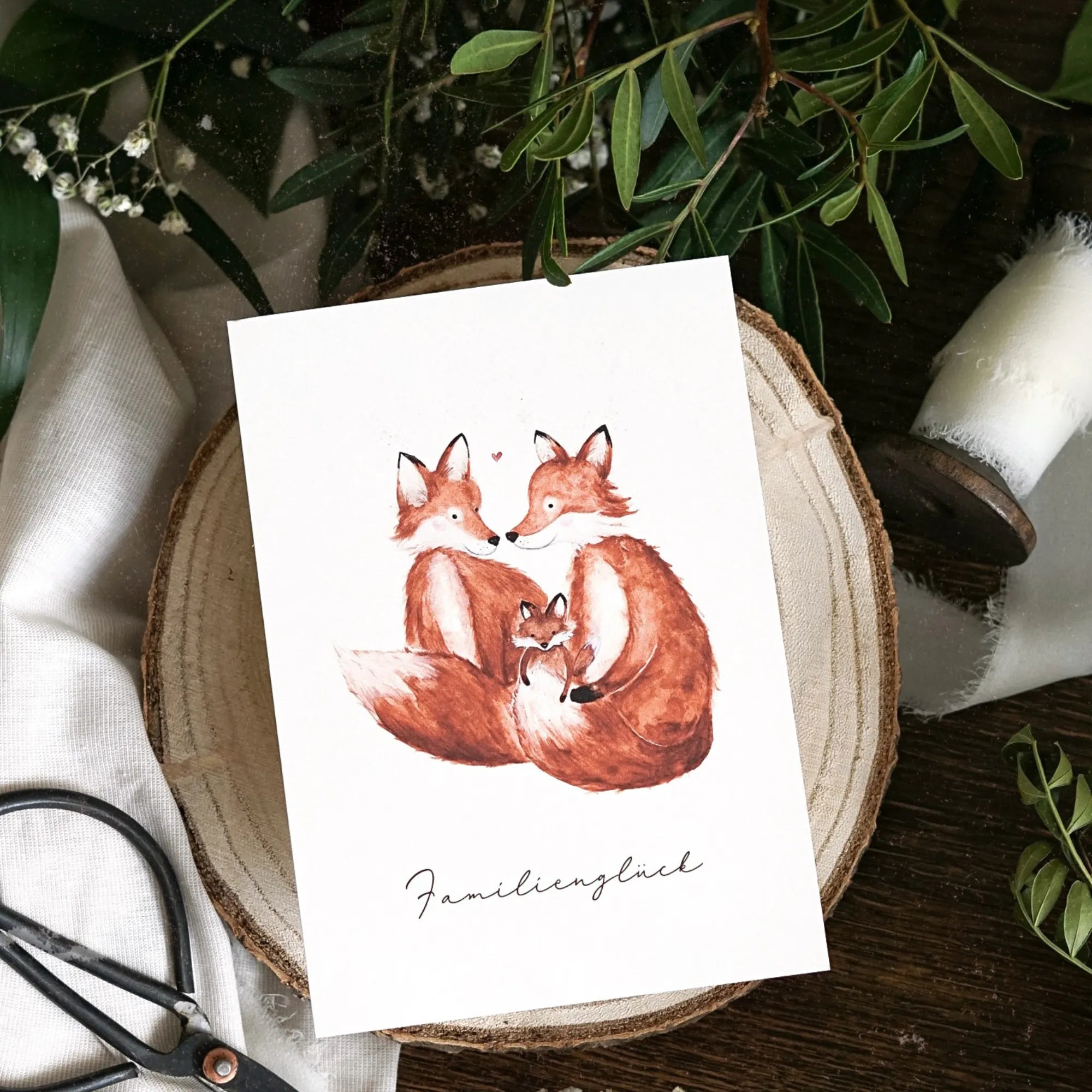 Fuchsmaedchen Postkarte "Familie"