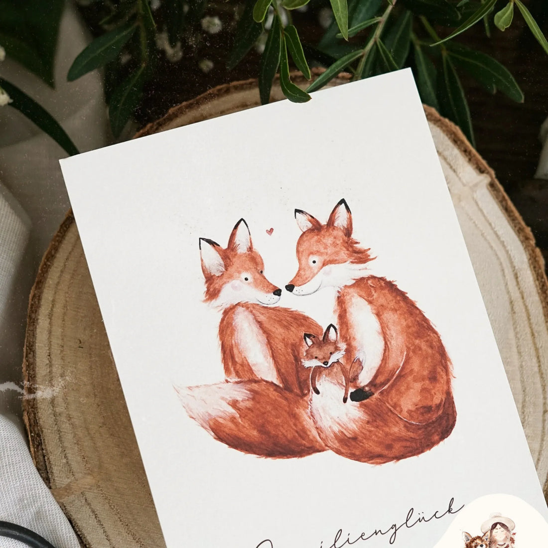 Fuchsmaedchen Postkarte "Familie"