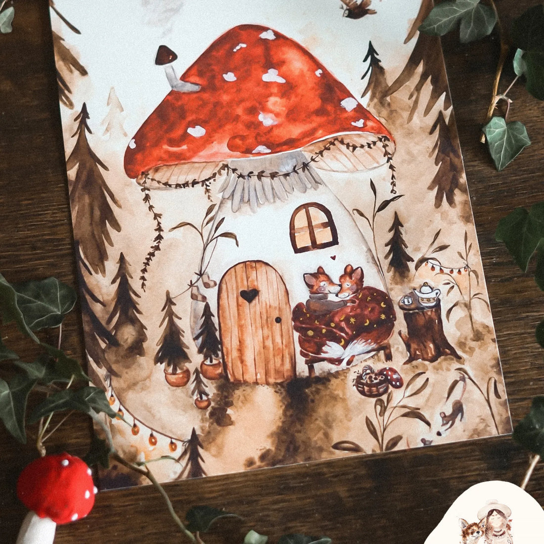 Fuchsmaedchen Postkarte "Pilzhäuschen"