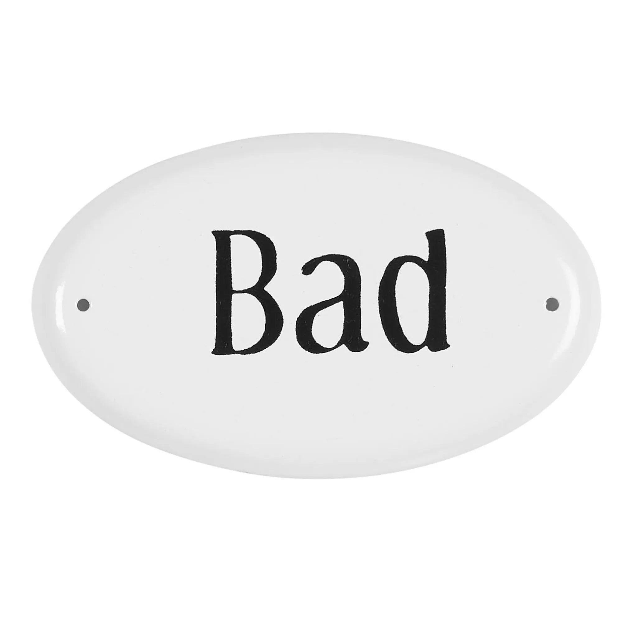 Ib Laursen weißes Schild "Bad" aus Metall 9 cm
