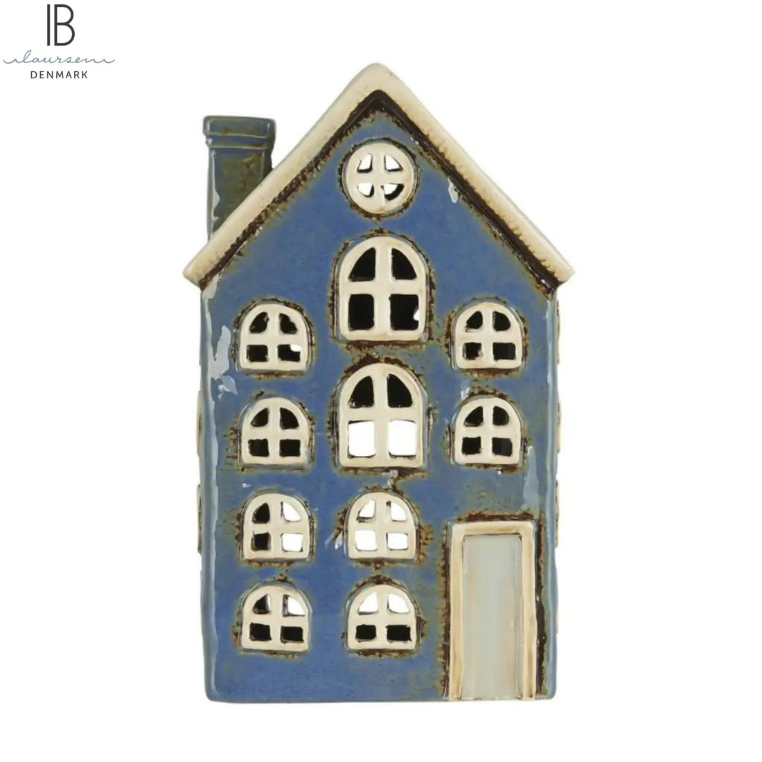 Ib Laursen Teelichthaus "Nyhavn" dunkelblau mit Schornstein anna ole shop