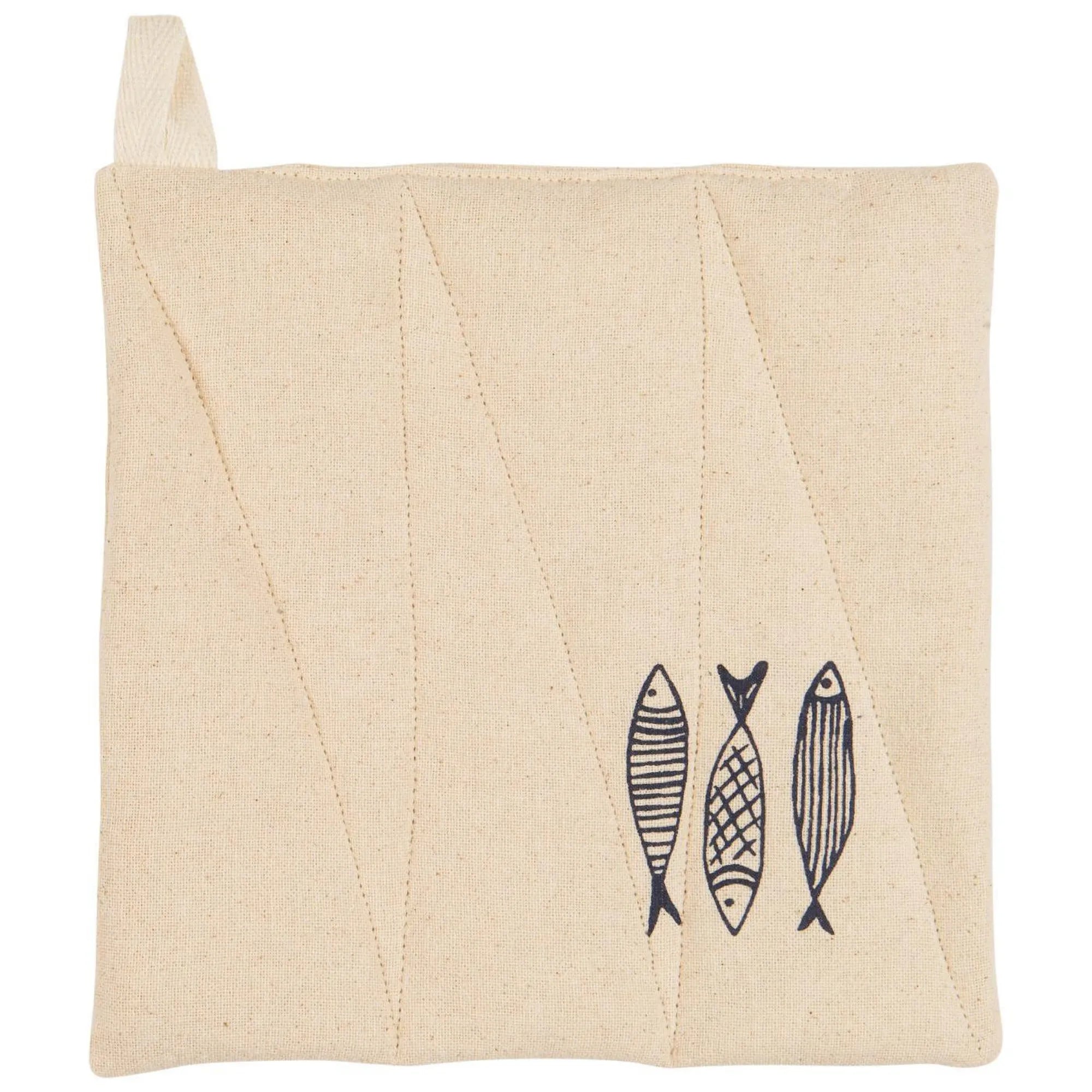 Ib Laursen Topflappen "Marlin" natur mit Fischen 20 cm