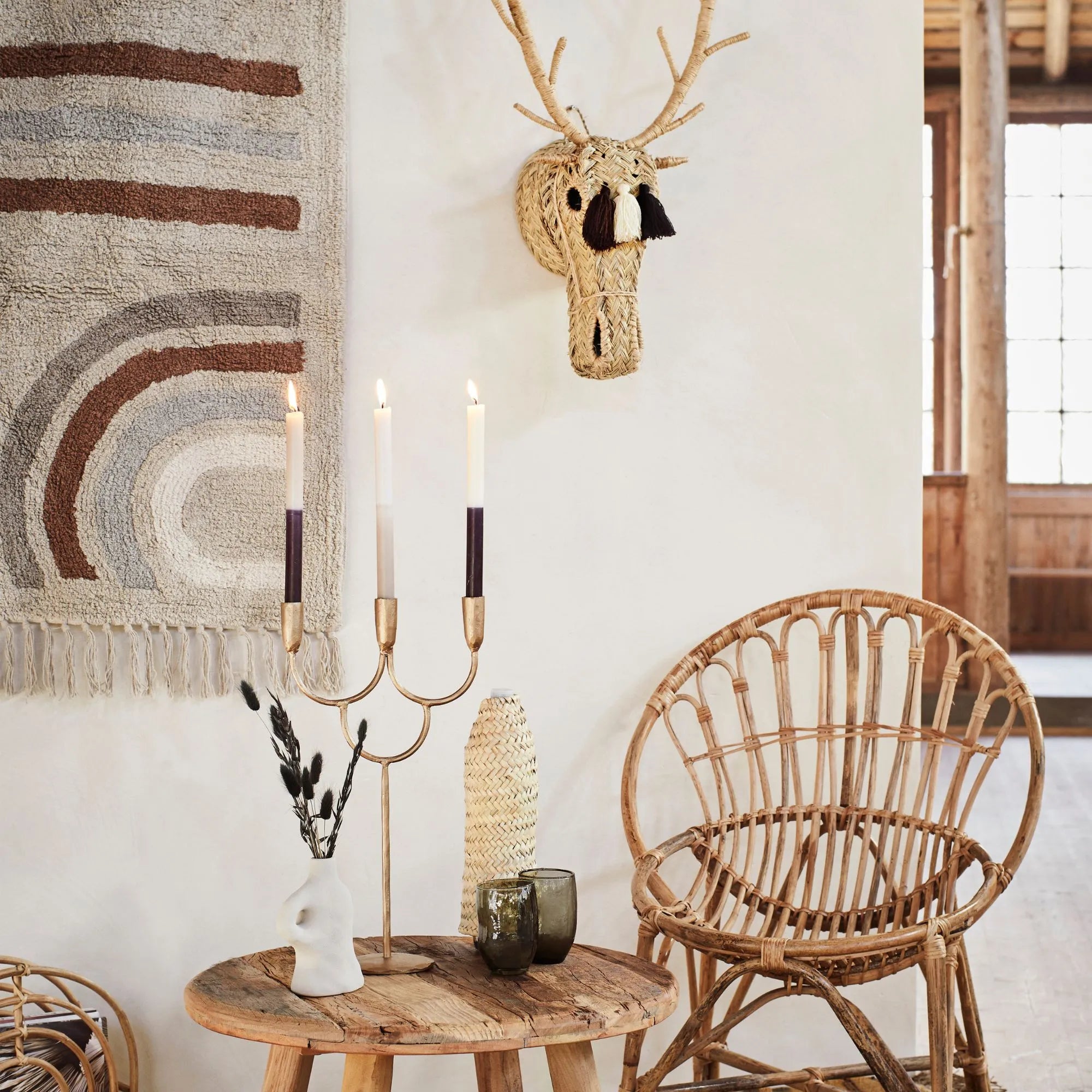 Madam Stoltz Vase aus Steingut greige