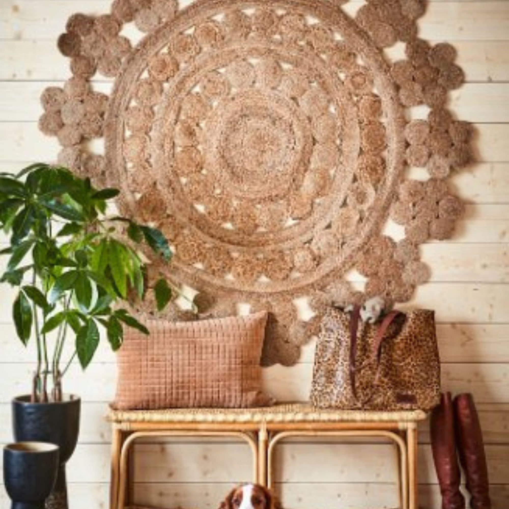 Affari of Sweden Teppich Jute rund Blumenmuster