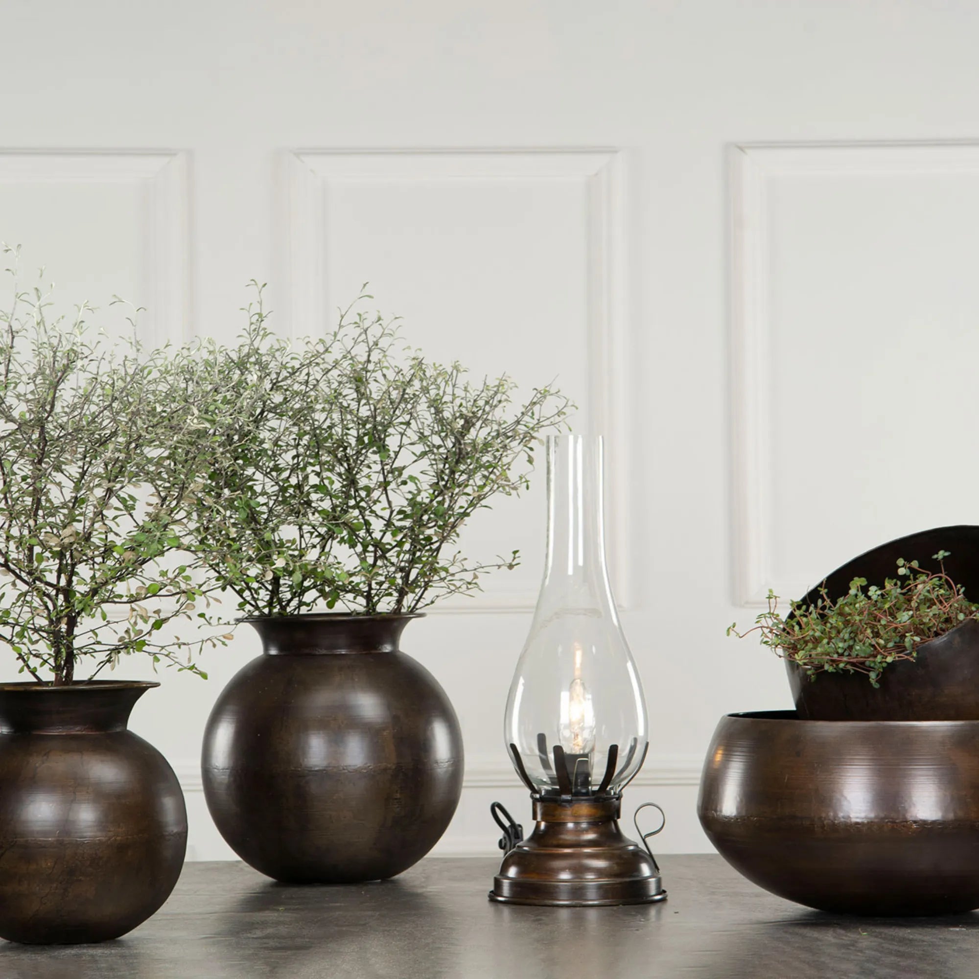 A lot Decoration Lampe Antik Braun Vintagestil 42 cm