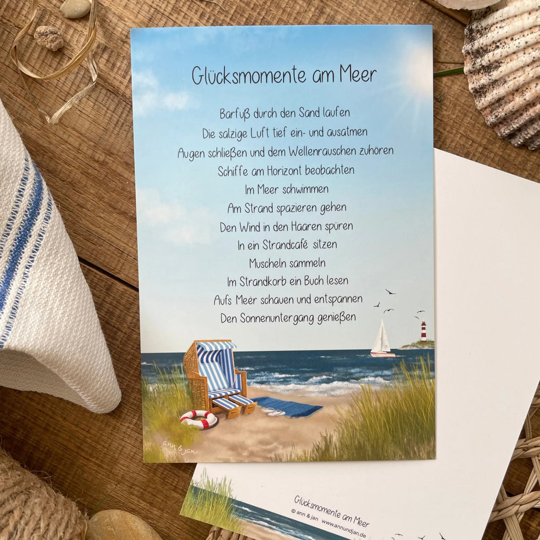 ann und jan große postkarte glücksmomente am meer anna und ole shop