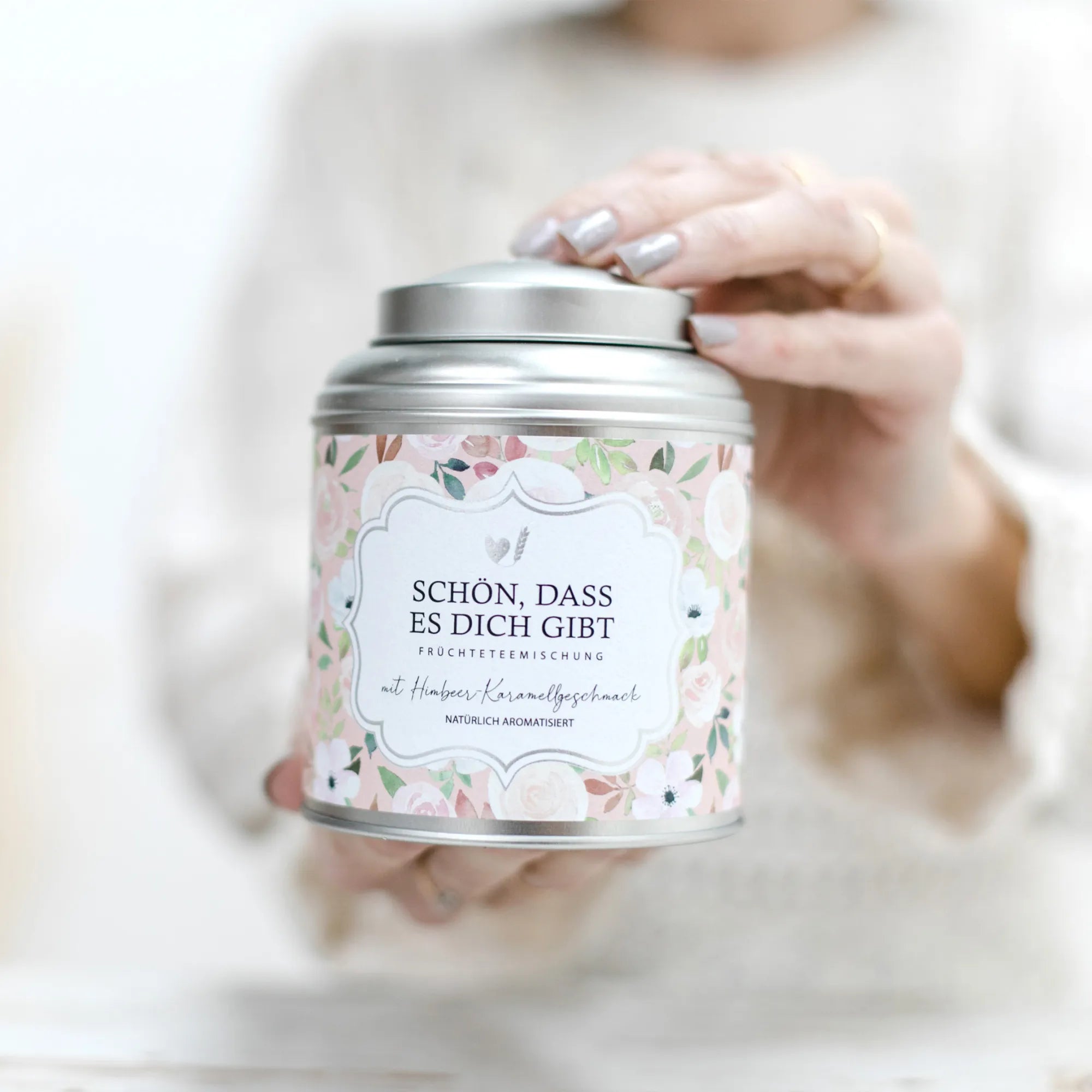 Bake Affair Tee "Schön dass es dich gibt" 140g Himbeer-Karamellgeschmack