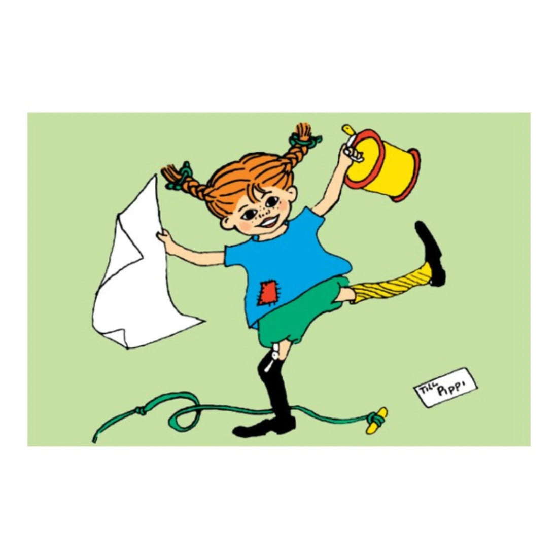 Barbo Toys Klappkarte "Hej Pippi Langstrumpf" inkl. Umschlag grün