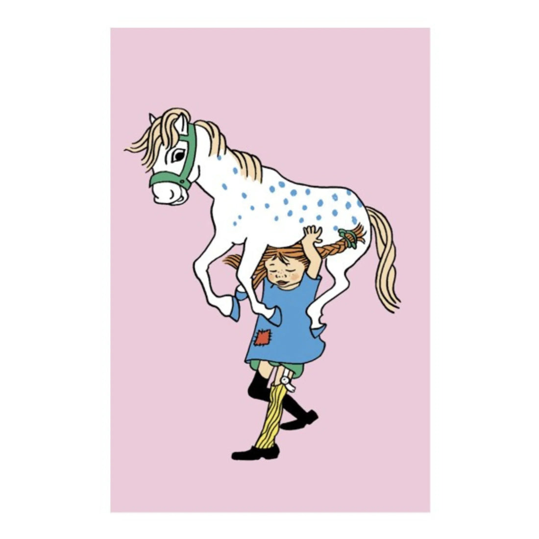 Barbo Toys Klappkarte "Pippi Langstrumpf und ihr Pferd" inkl. Umschlag rosa