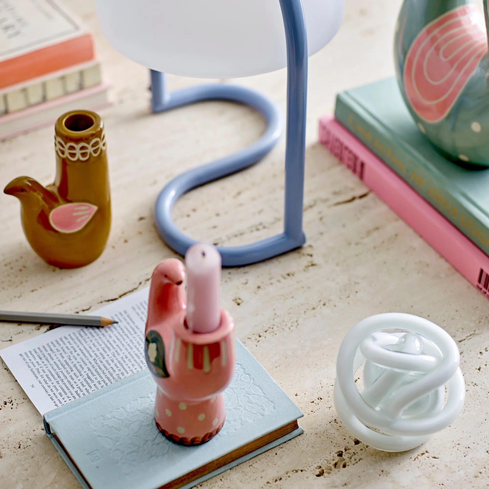 Bloomingville Kerzenhalter "Trudy" Vogel aus Steingut Braun