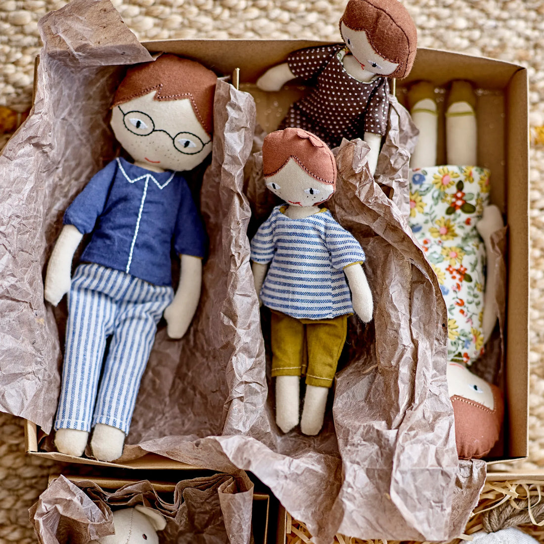 Bloomingville Puppen Spielset "Webster" Familie 4-teilig aus Baumwolle