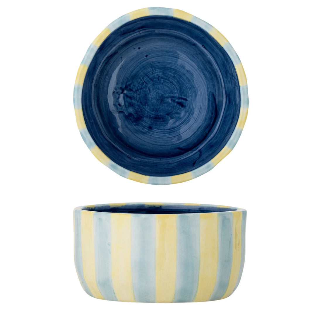 Bloomingville Schale Schüssel "Phoenix" gelb hellblau gestreift 300 ml