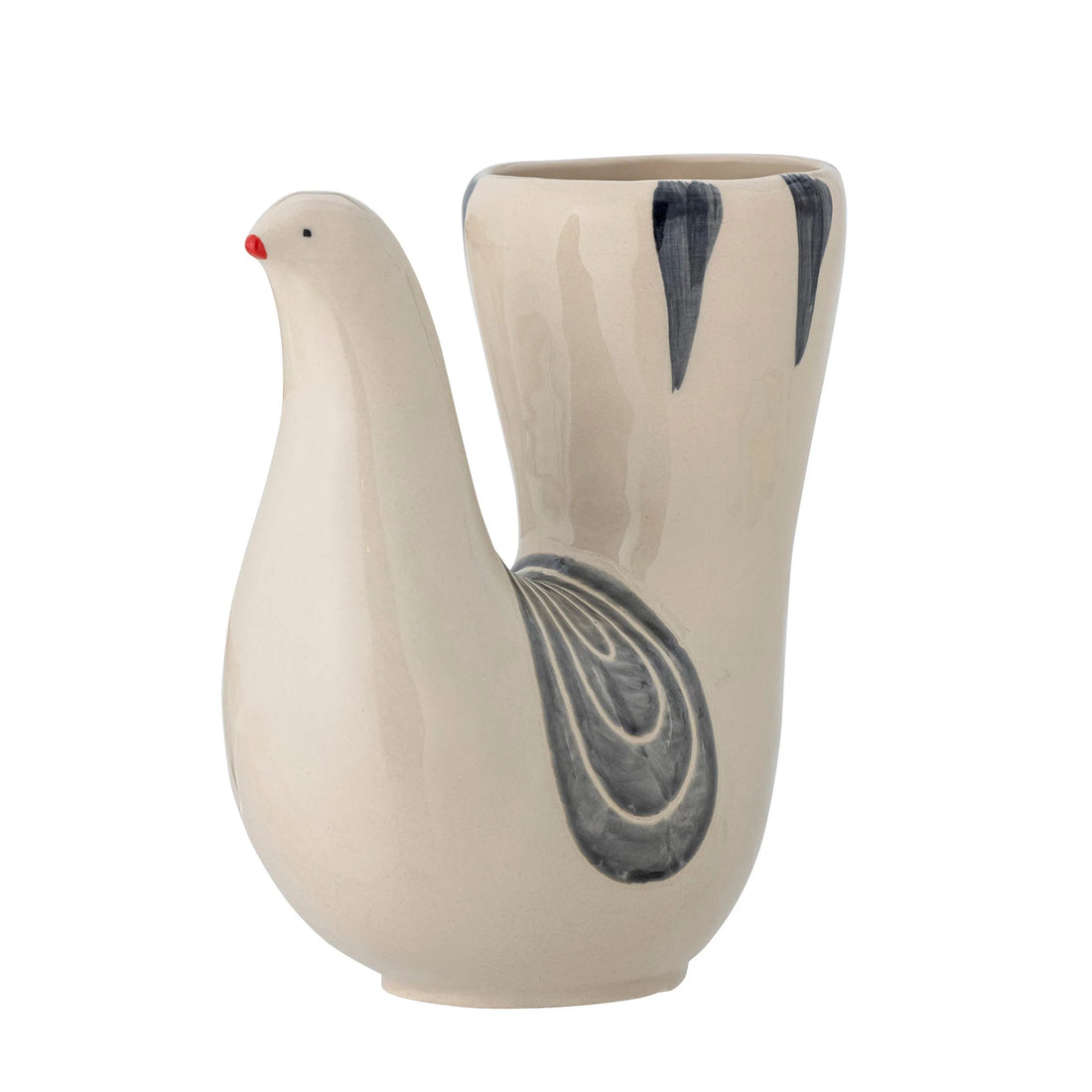 Bloomingville Vase "Trudy" Vogel aus Steingut weiß 19 cm