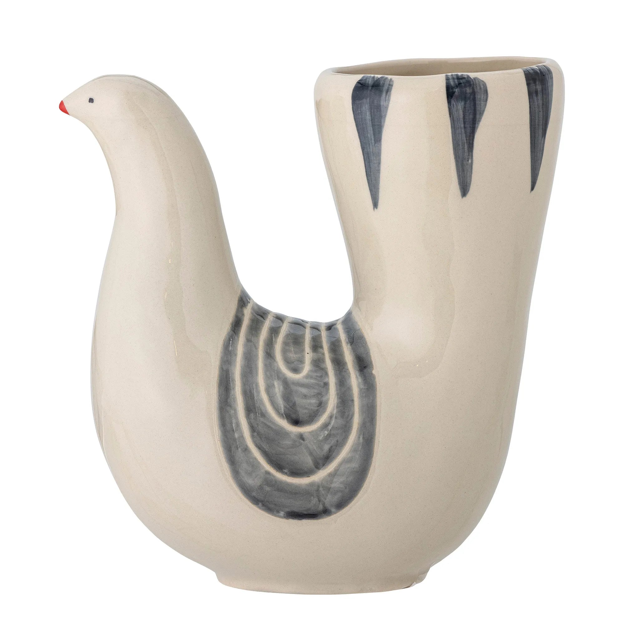 Bloomingville Vase "Trudy" Vogel aus Steingut weiß 19 cm
