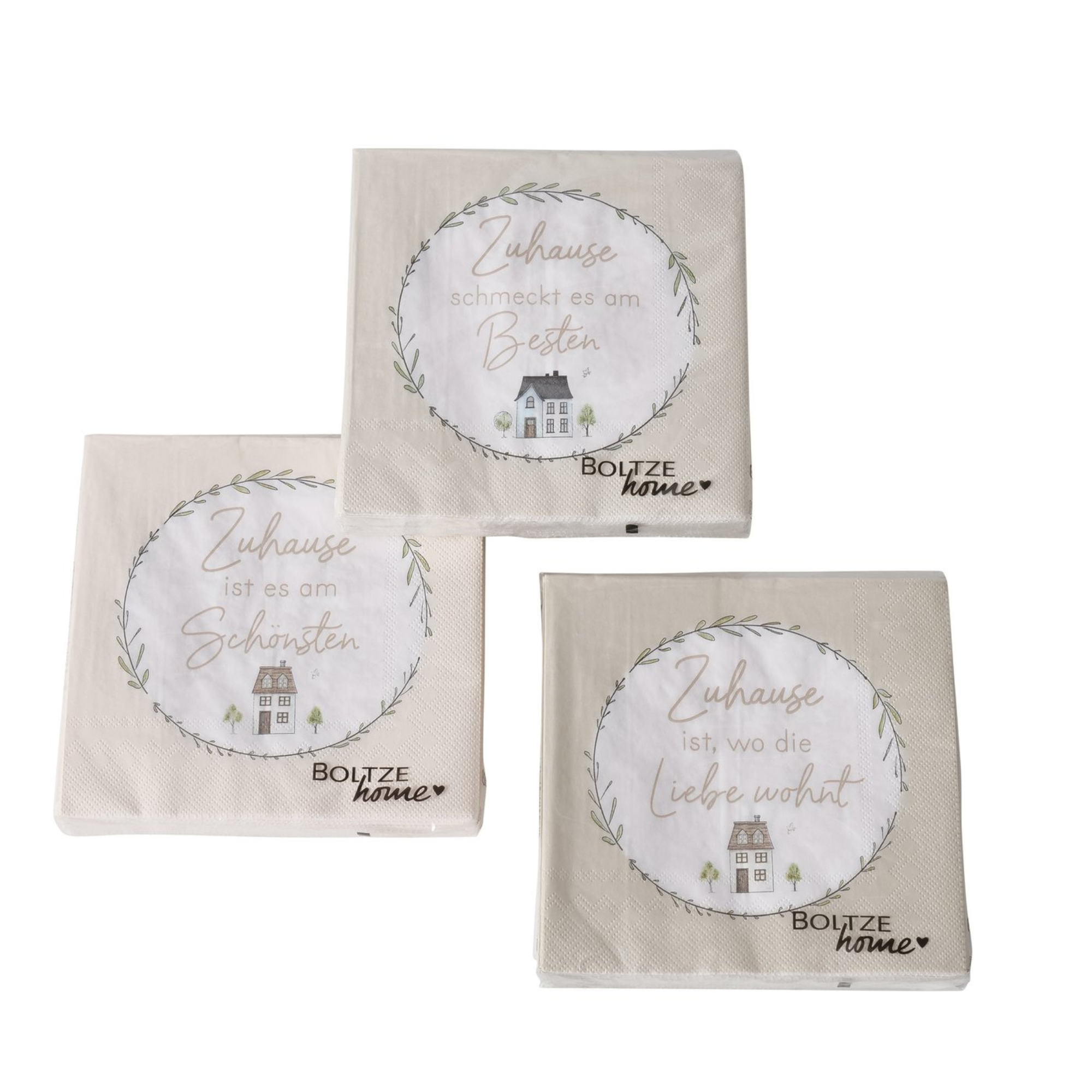 Boltze 20 Stück Servietten "Bergström" 3 verschiedene Designs