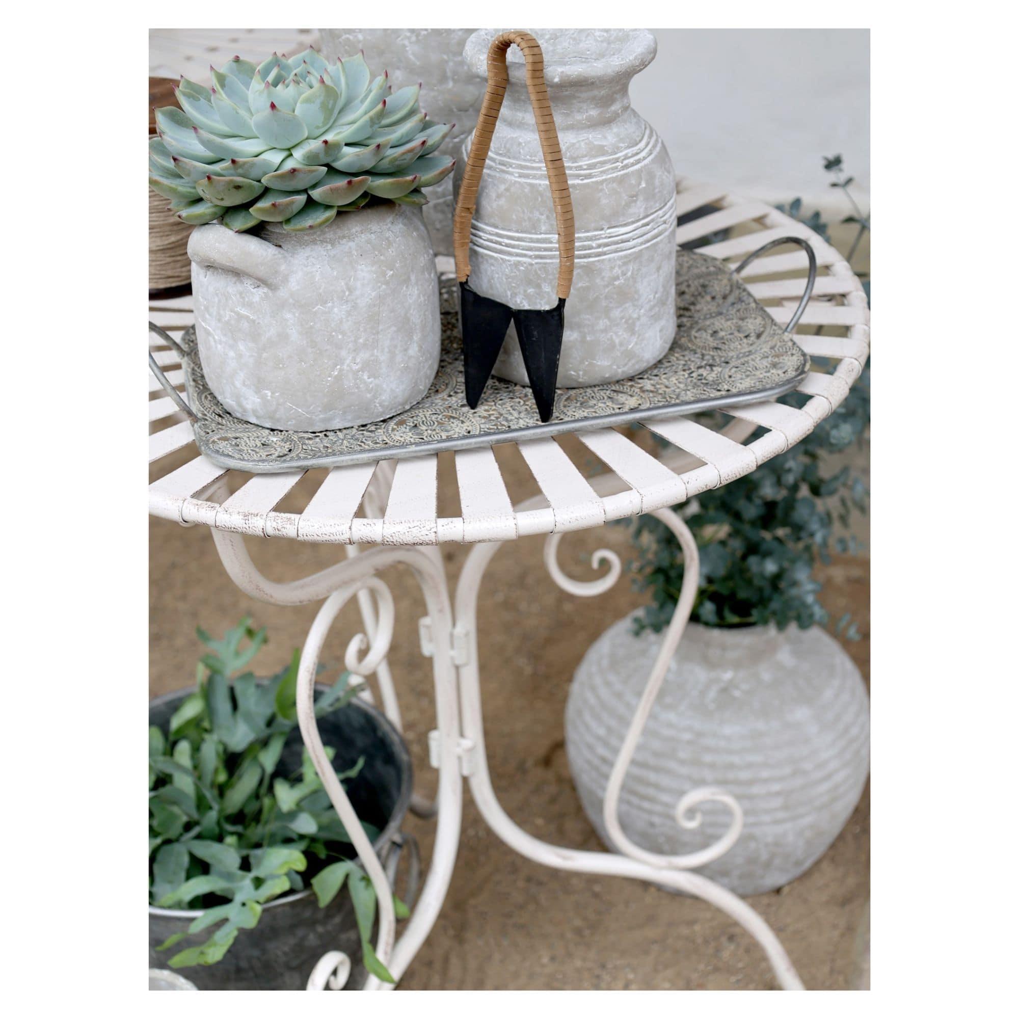 Chic Antique Garten Tisch aus Eisen weiß