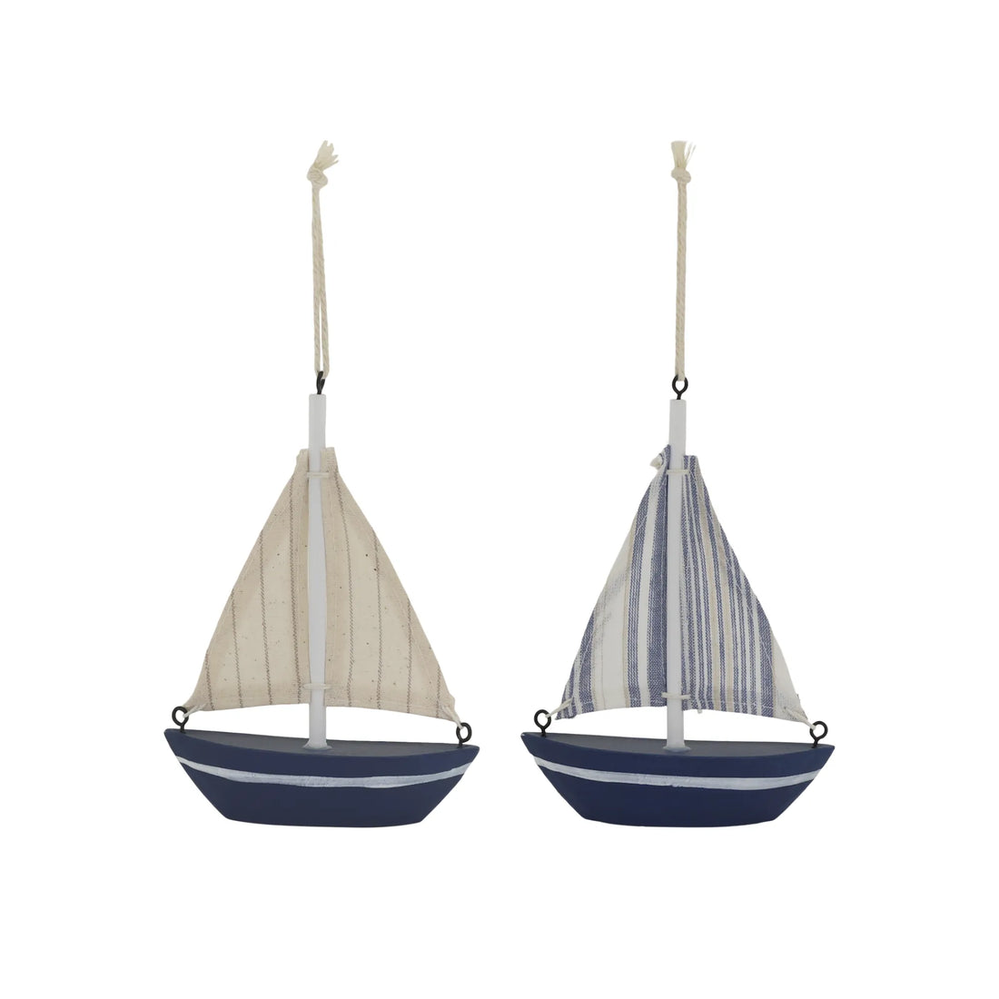 Chic Antique Segelboot Set Holz blau weiß maritim Dekoration 2er Set