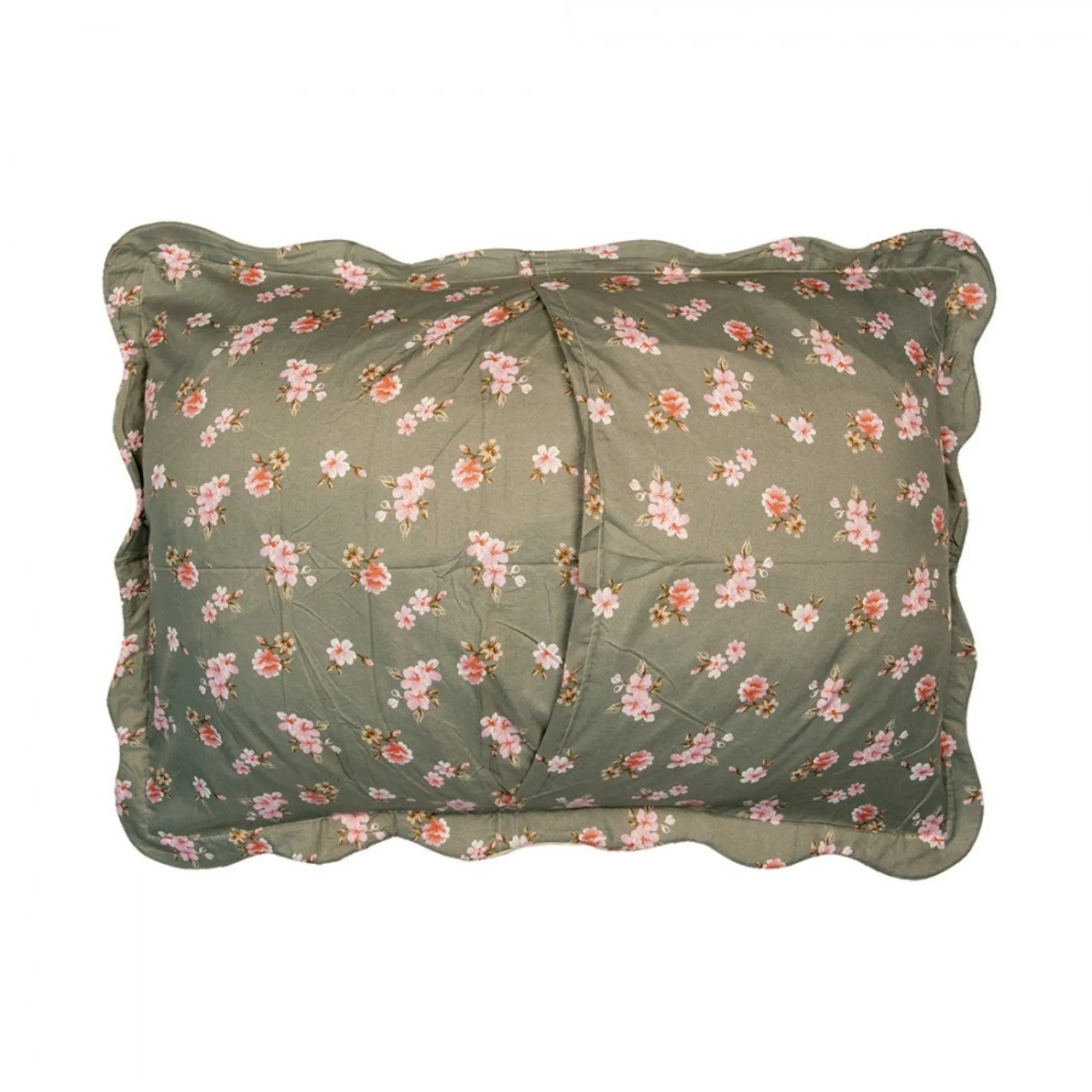 Clayre & Eef Quilt Decke Patchwork 180 x 250 cm floral grün beige inkl. Kissenbezug
