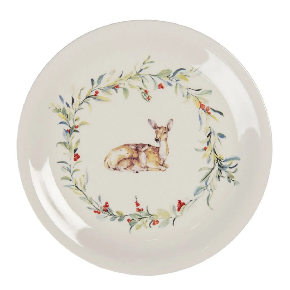 Clayre & Eef großer ø 28 cm Servier-Teller Herbst Winter "Rehe"