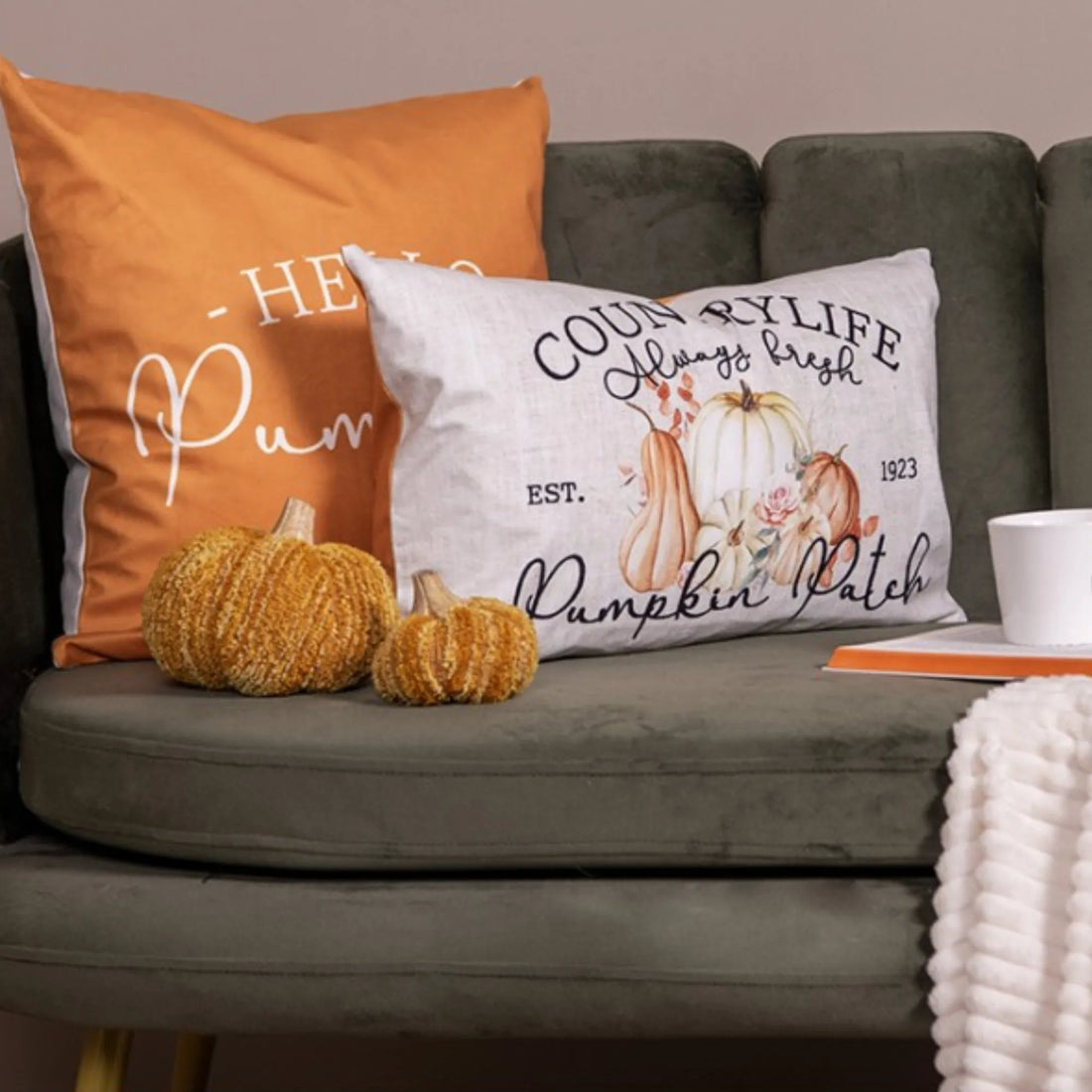 Clayre & Eef Kissenhülle "Kürbisbeet" 45 cm