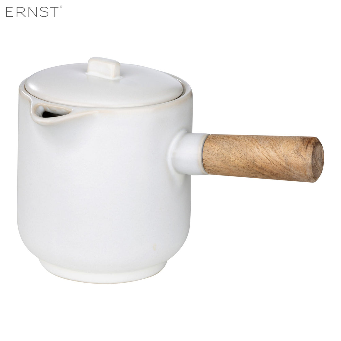 ERNST weiße Kanne mit Holzgriff 800 ml
