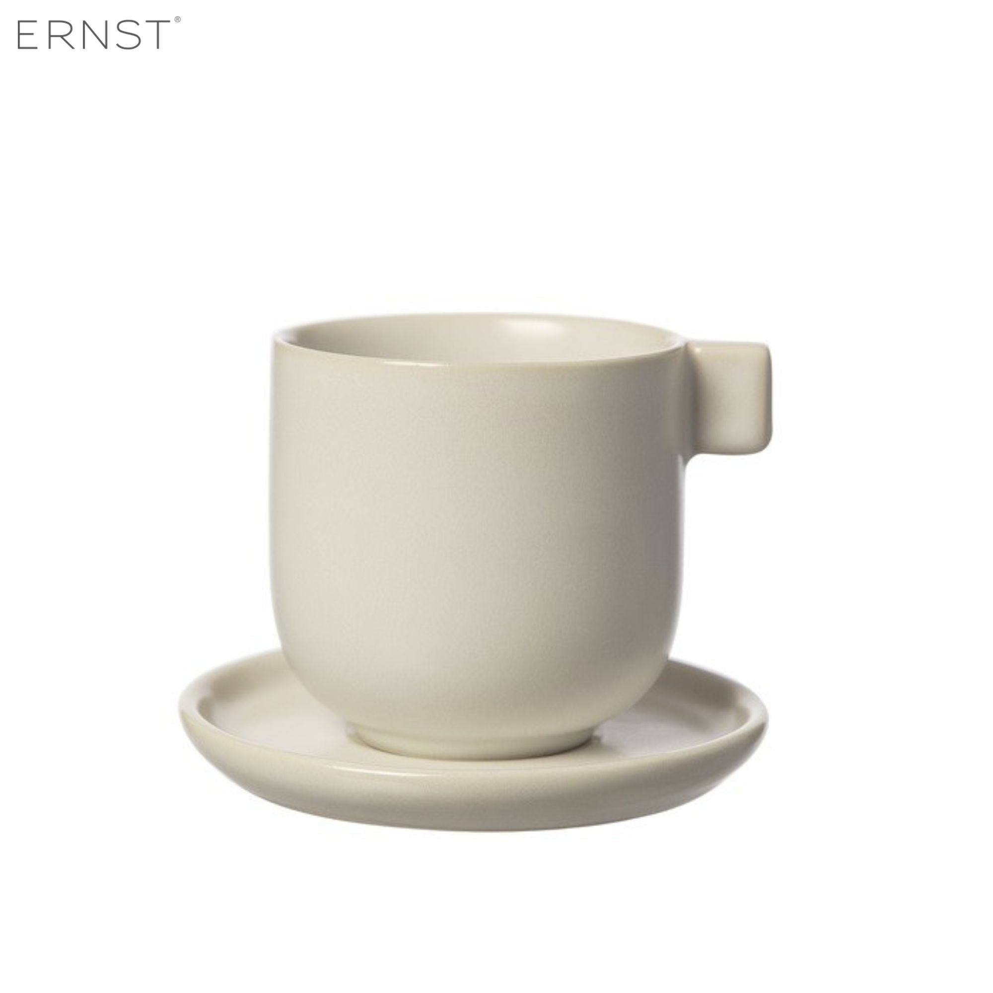 ERNST Tasse mit Unterteller weiß sand