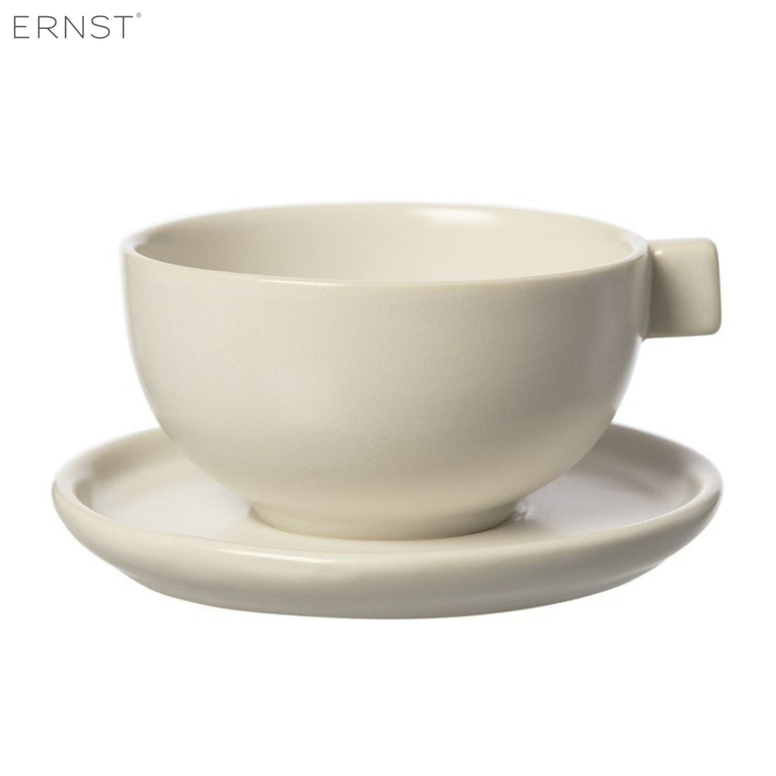 ERNST große Tasse mit Unterteller weiß