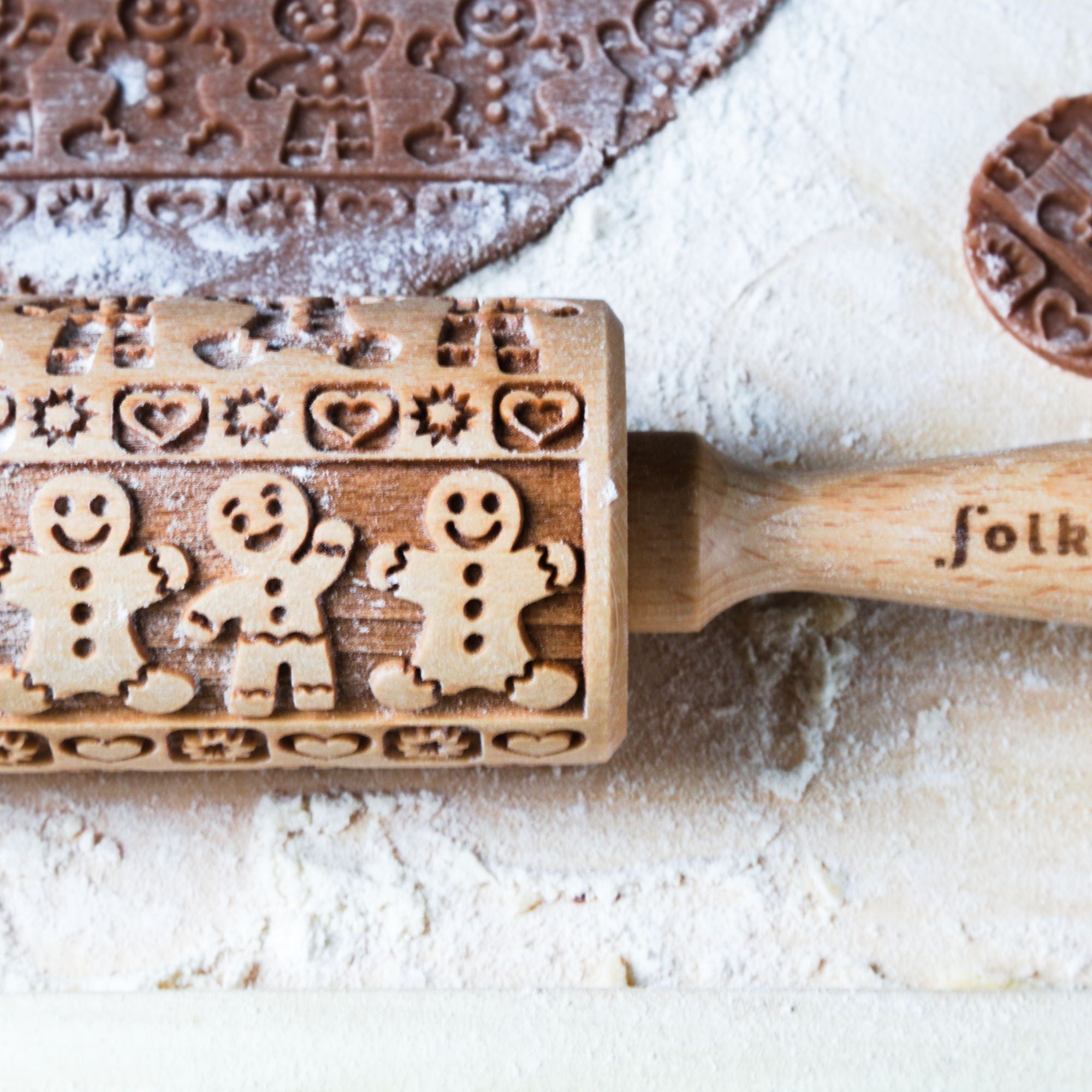 Folkroll Motiv Teigrolle "Lebkuchenmann" 43 cm