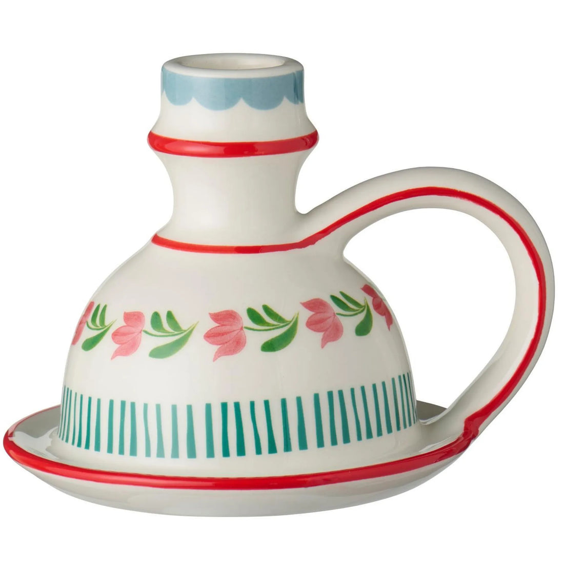 Ib Laursen Kerzenhalter Kammerleuchter Florales Muster rot aus Keramik