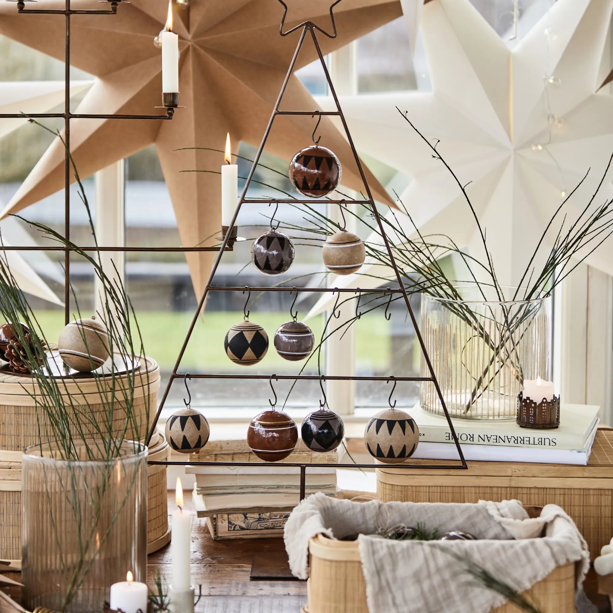 Ib Laursen Weihnachtskugel 3 teiliges Set "Rustic" braun