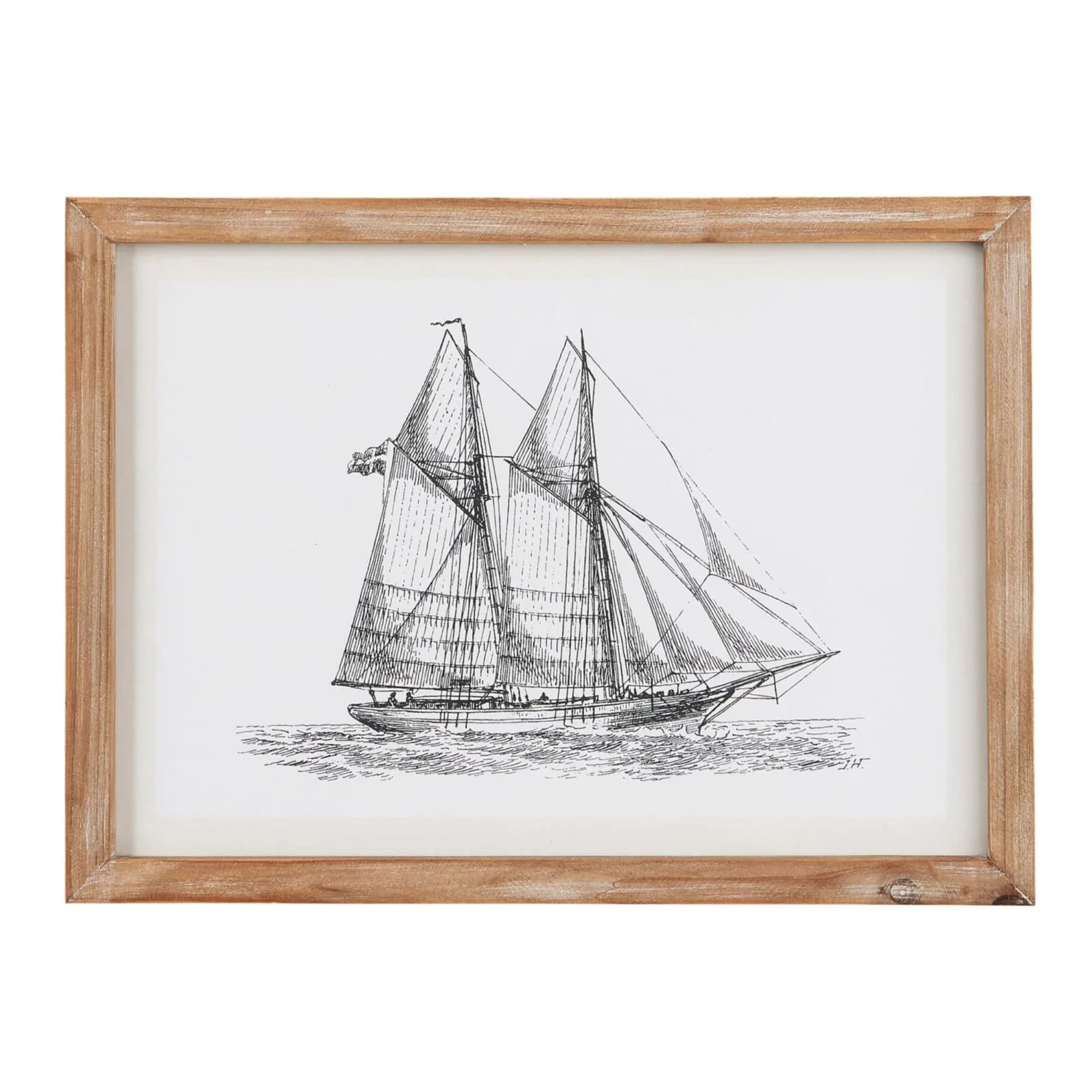 Ib Laursen Bild im Holzrahmen "Segelschiff" in zwei verschiedenen Ausführungen