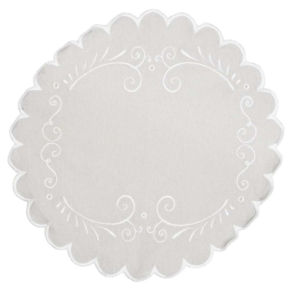Ib Laursen Brotserviette Deckchen aus Baumwolle weiß mit Stickerei ø 30 cm