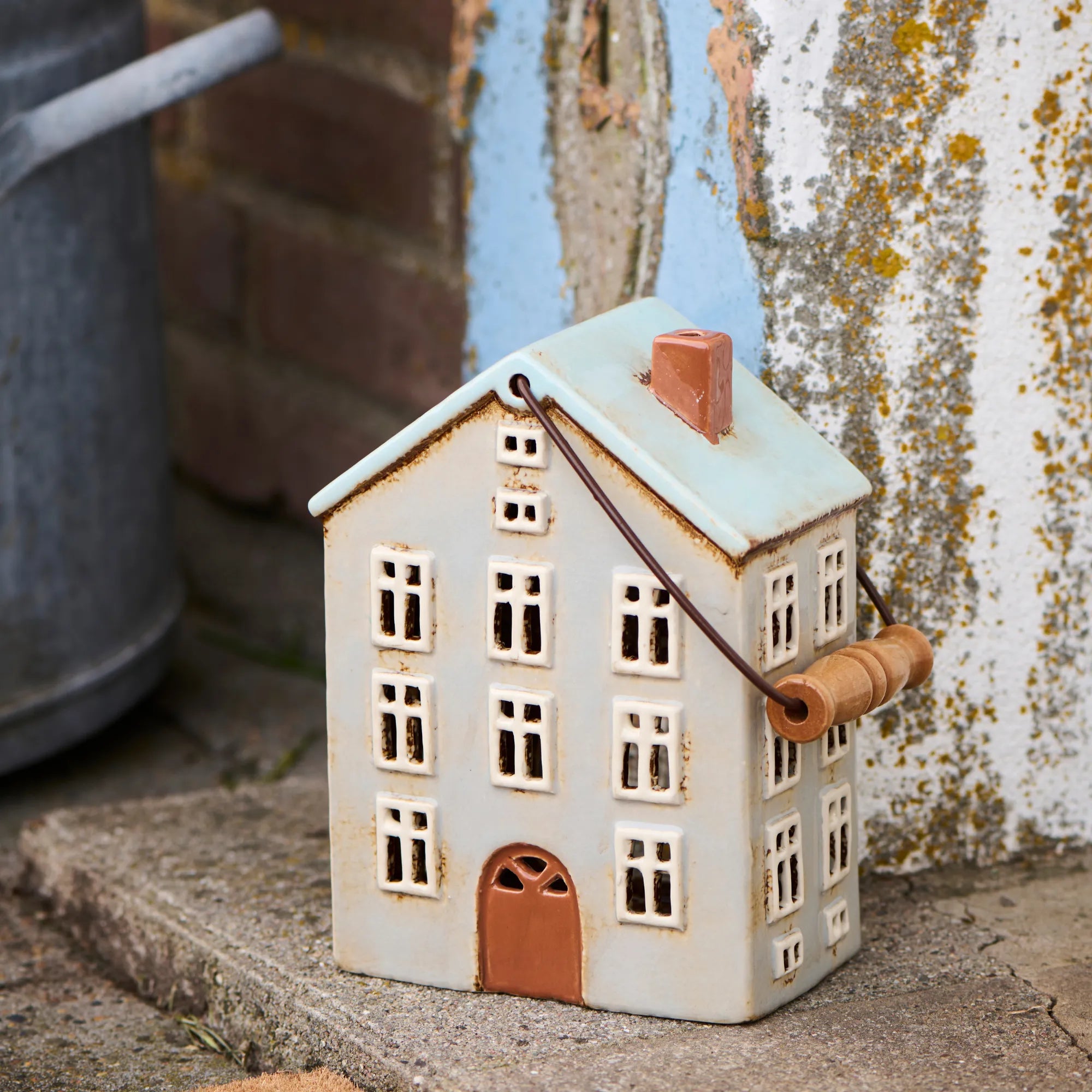 ib laursen haus für teelicht grau mit holzgriff anna und ole shop0