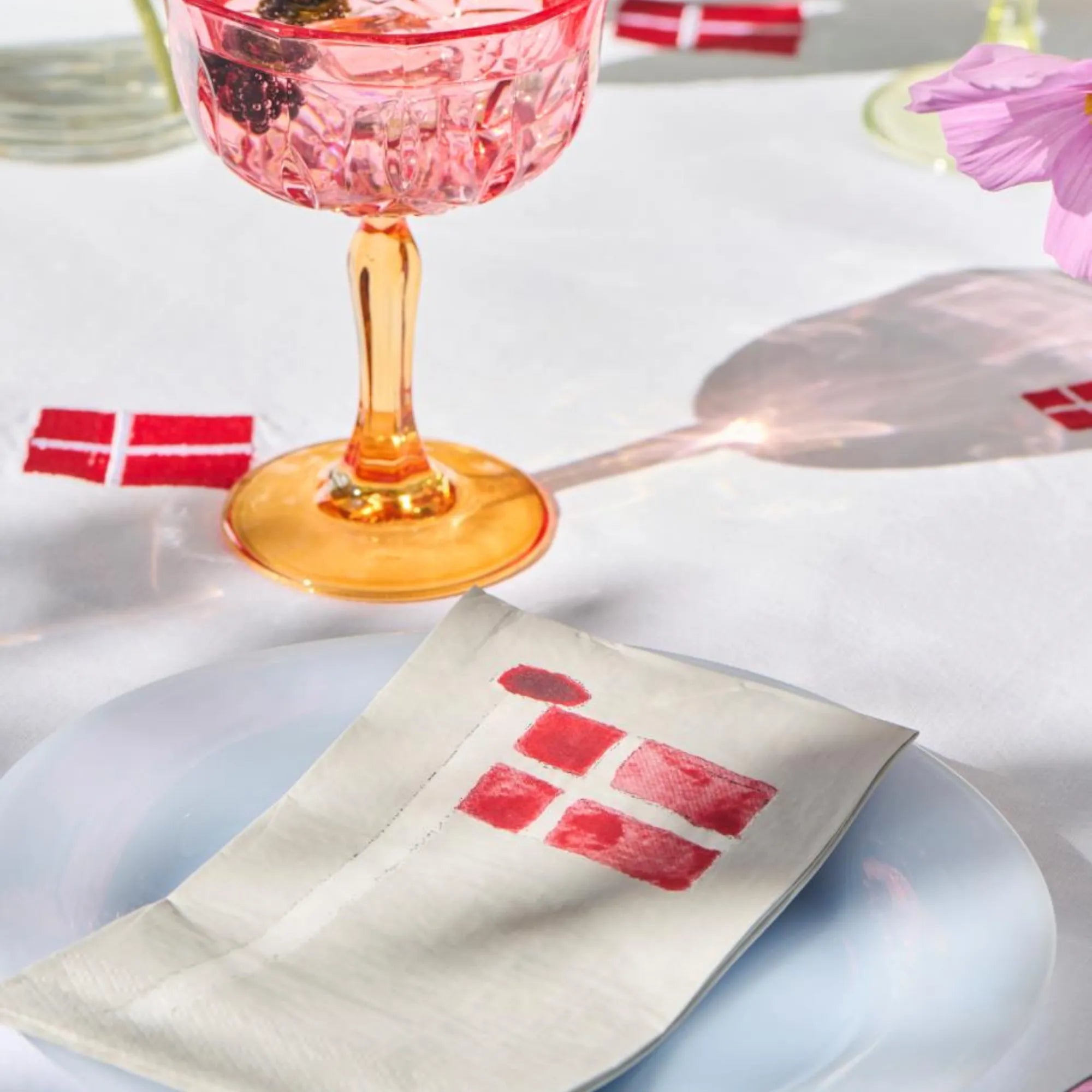 Ib Laursen Servietten "Dannebrog" dänische Flagge 16 Stück 40 x 40 cm