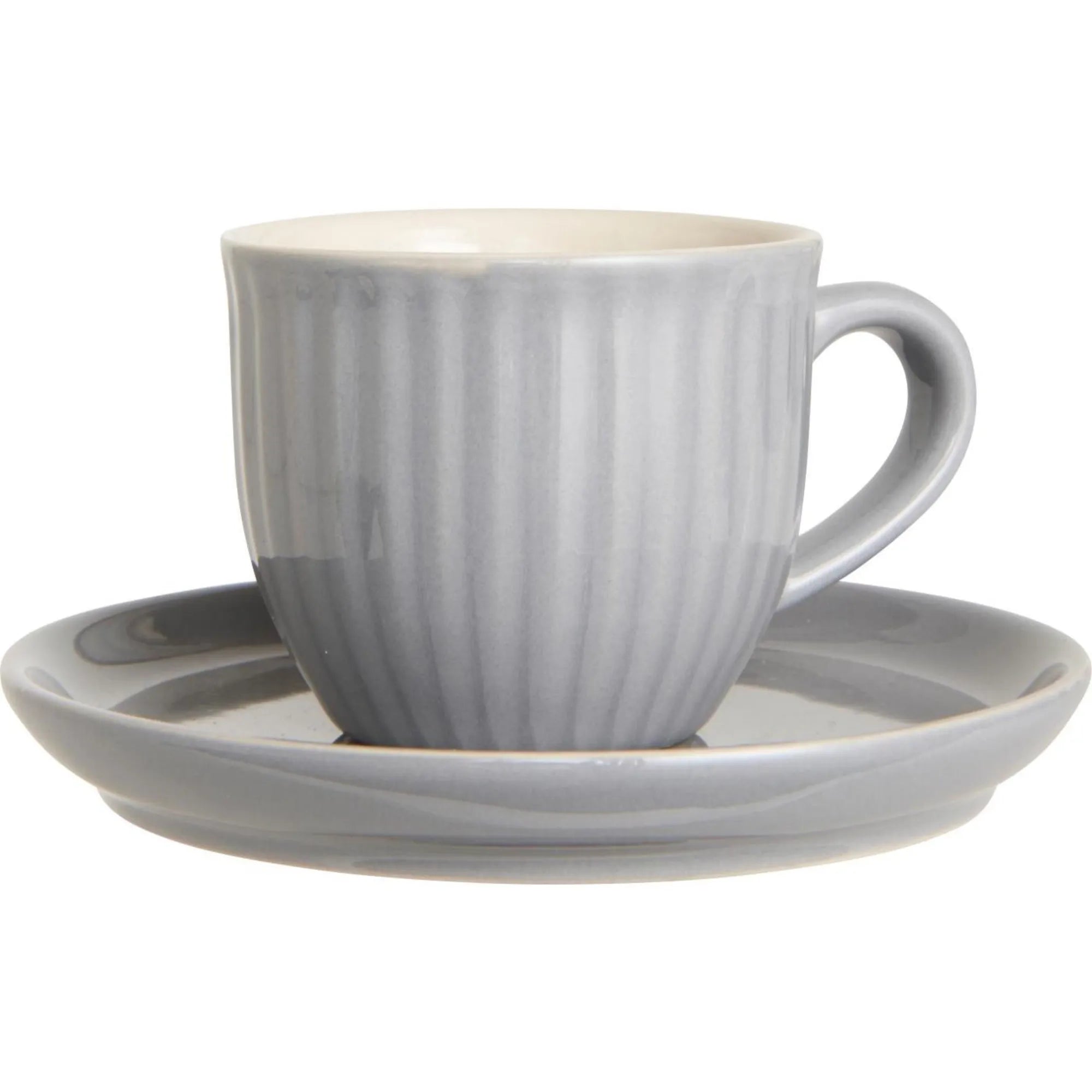 Ib Laursen Milchanne "Mnyte" Tasse mit Teller 135 ml French grey