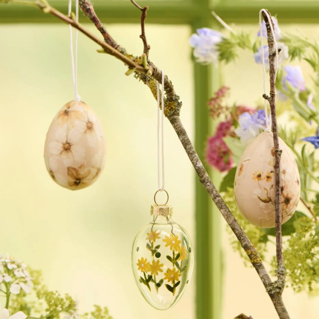 Ib Laursen Osterei aus Glas mit Blumendekor 2 Varianten