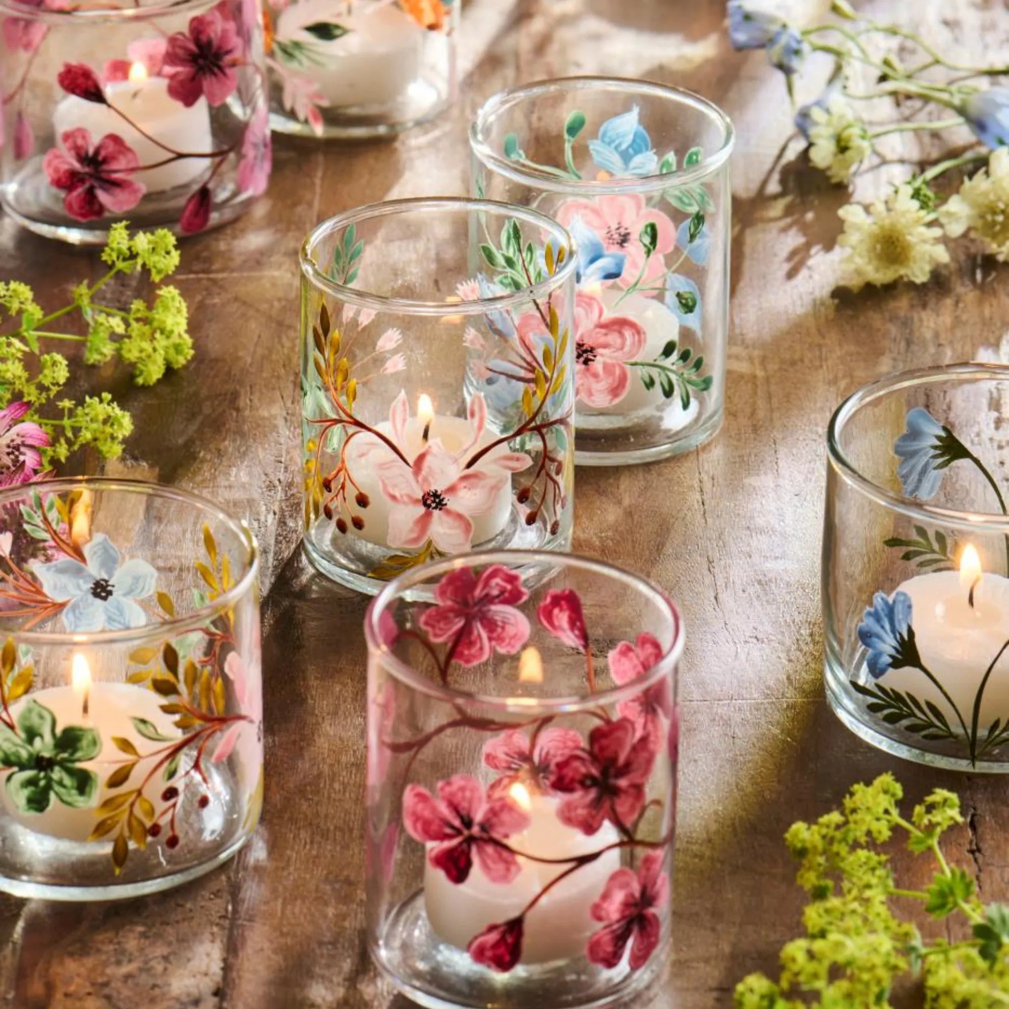 ib laursen teelichthalter glas handbemalte blumen anna und ole shop