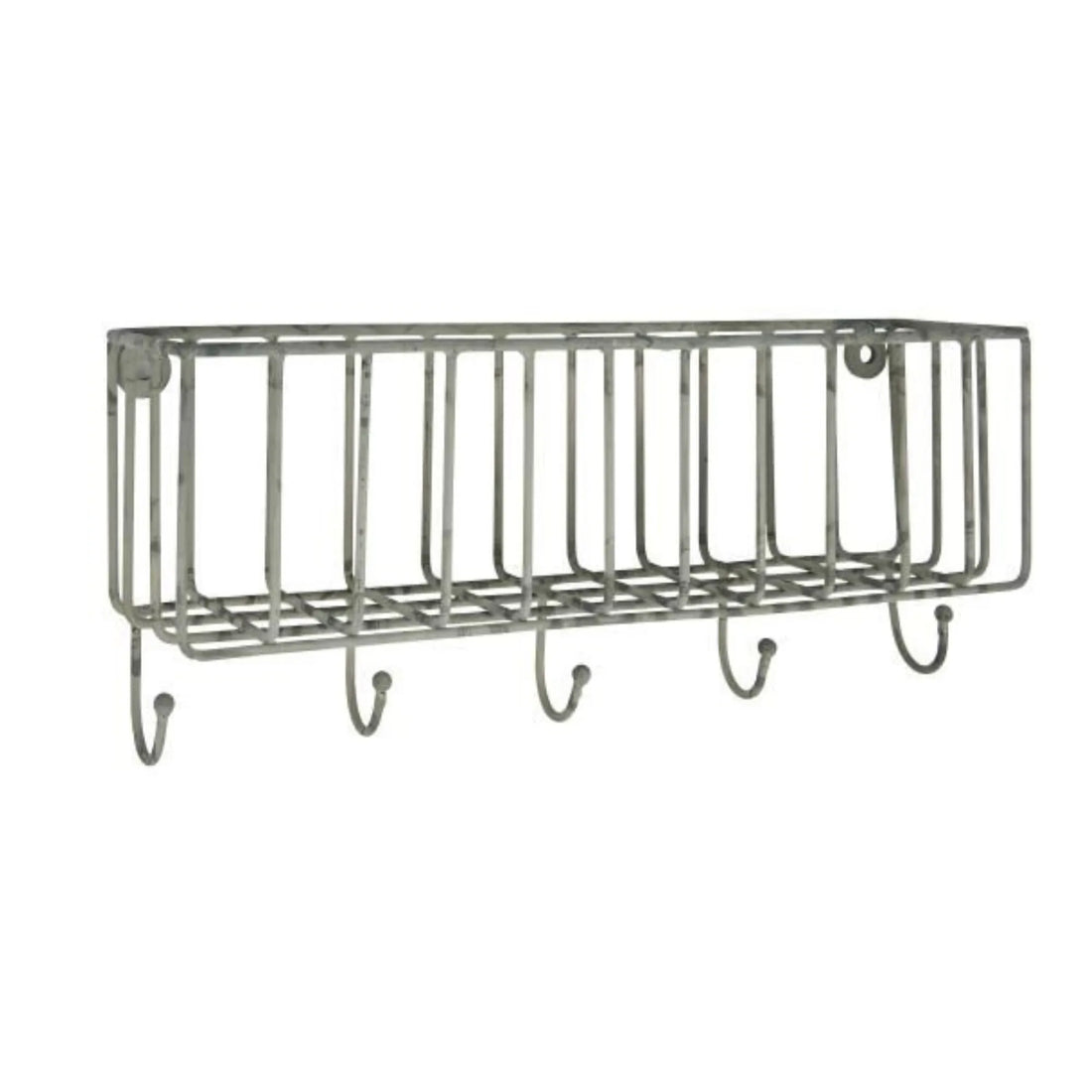 Ib Laursen Wandkorb mit 5 Haken zinkfarben