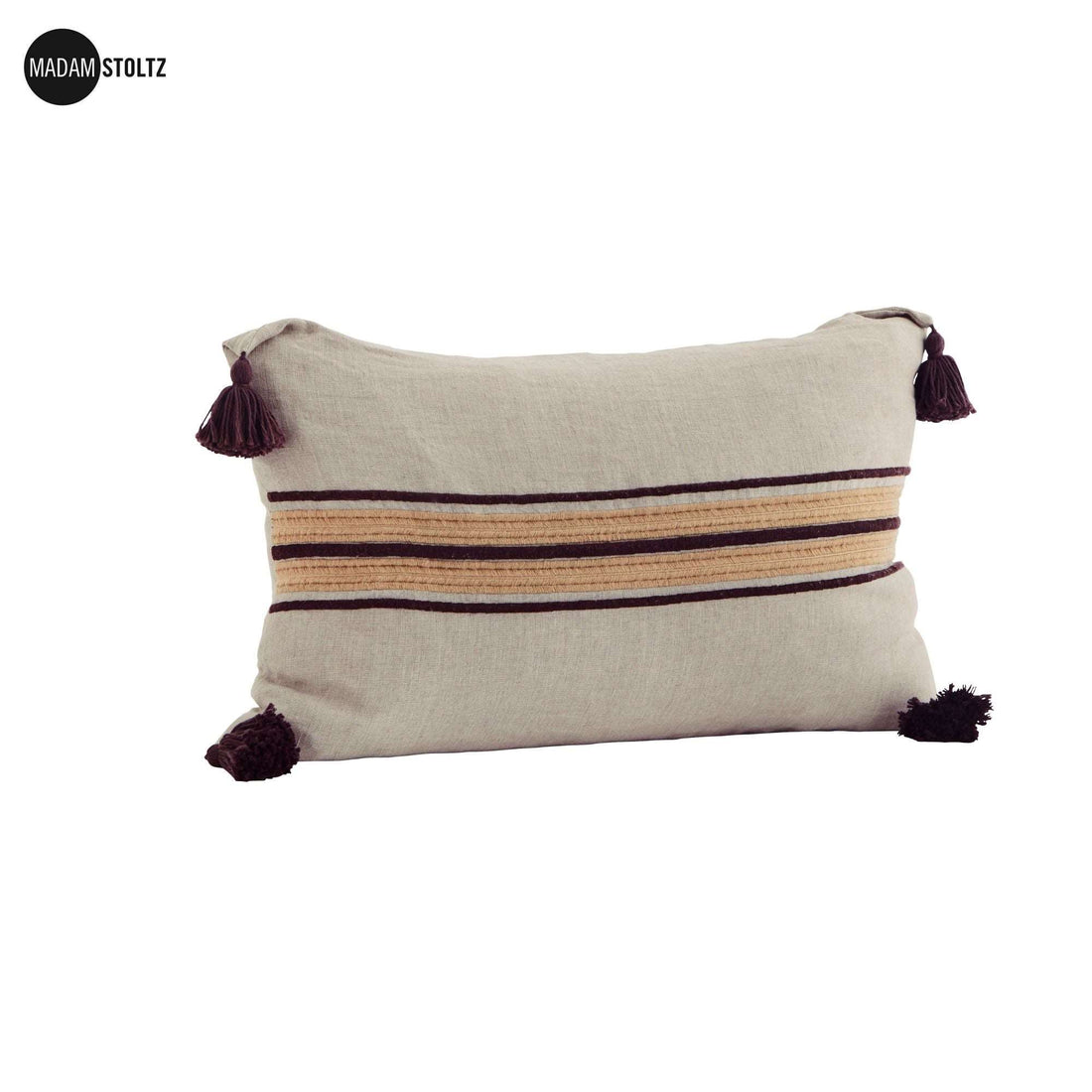 Madam Stoltz Kissenbezug aus Leinen mit feiner Stickerei