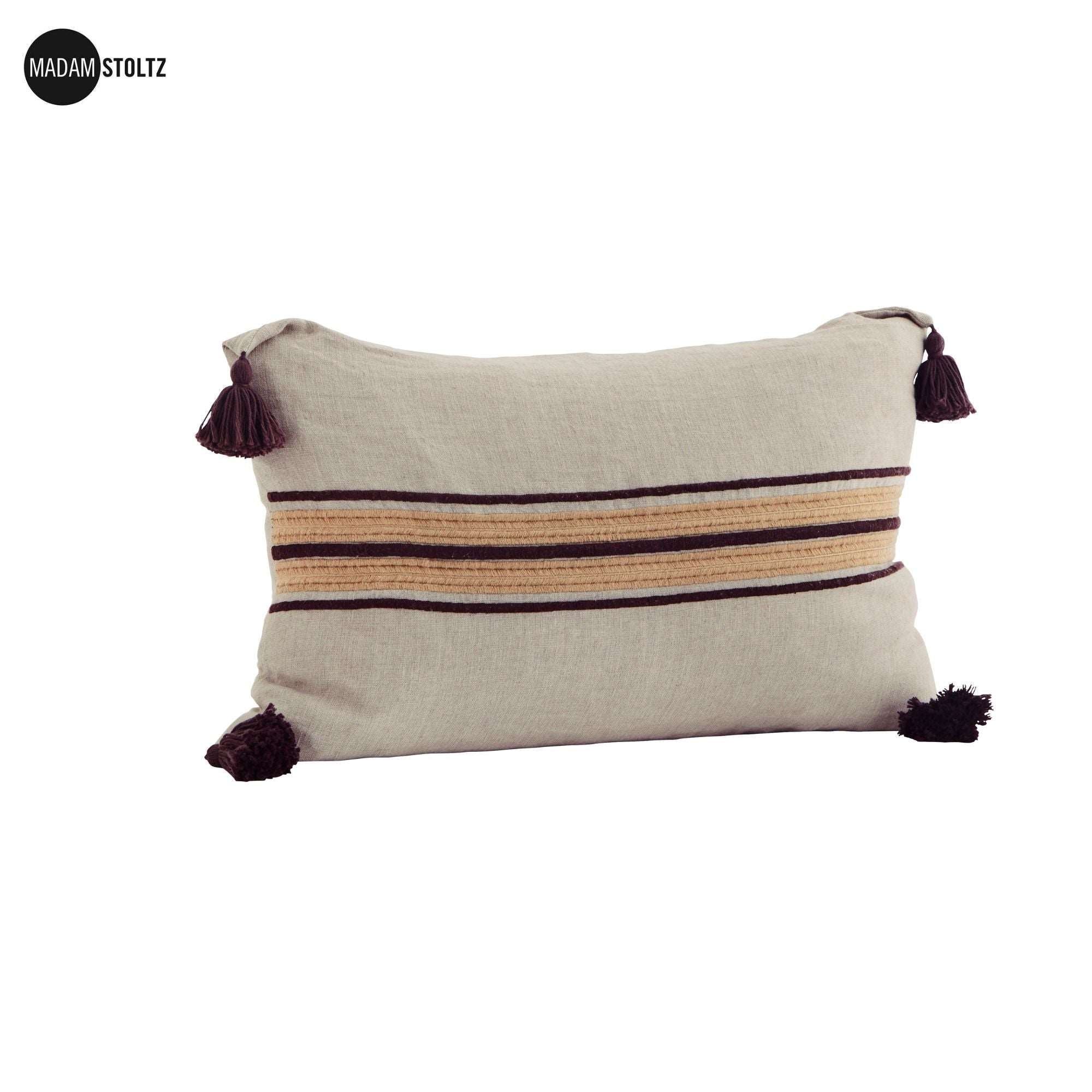 Madam Stoltz Kissenbezug aus Leinen mit feiner Stickerei