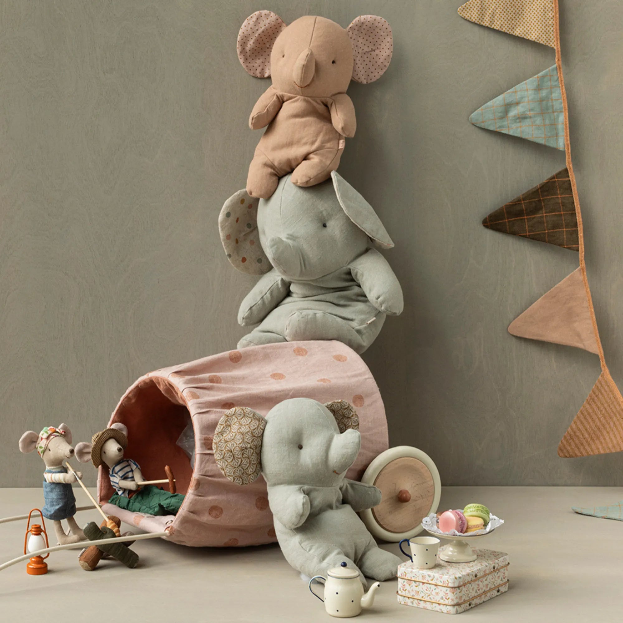 Maileg Kinderzimmer Girlande Patchwork ocker 280 cm