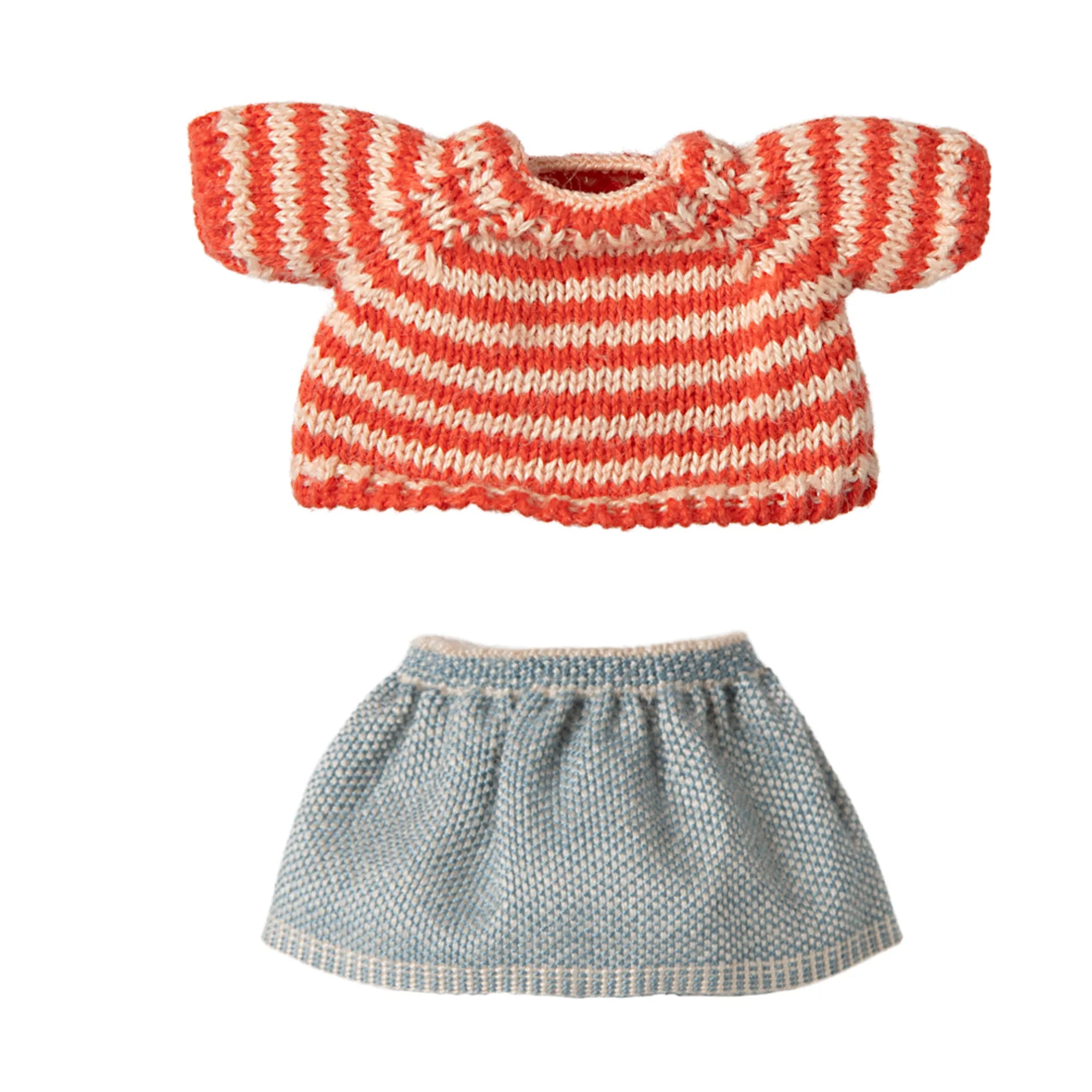 maileg große schwester maus outfit strickpulli und blauer rock anna und ole shop