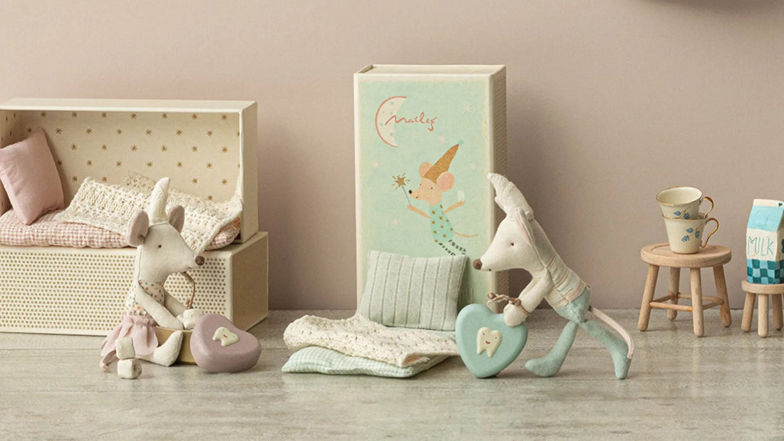 Maileg kleine Schwester Zahnfee Maus rosa inkl. Zahnbox