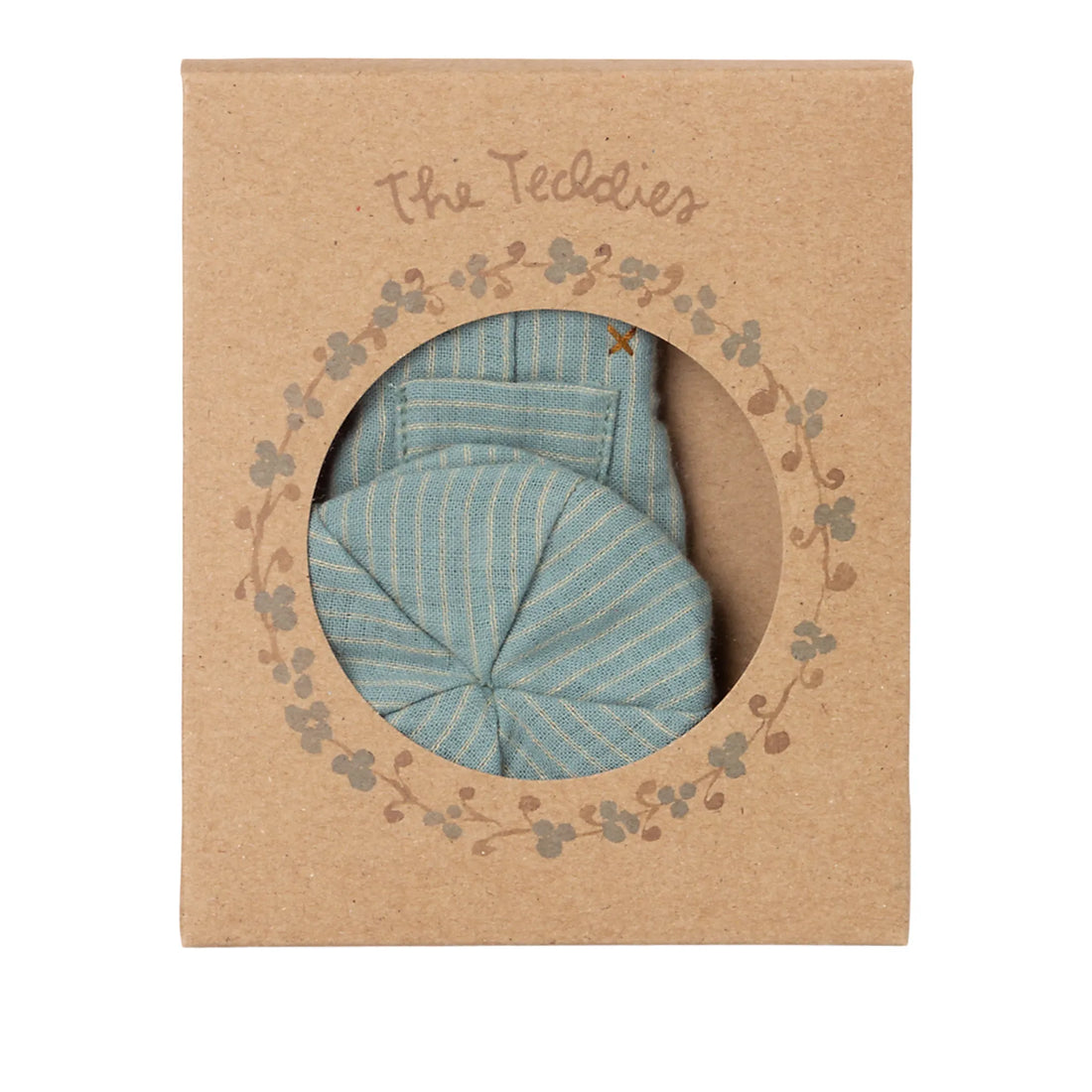 Maileg Overall und Mütze für Teddy Junior blau gestreift