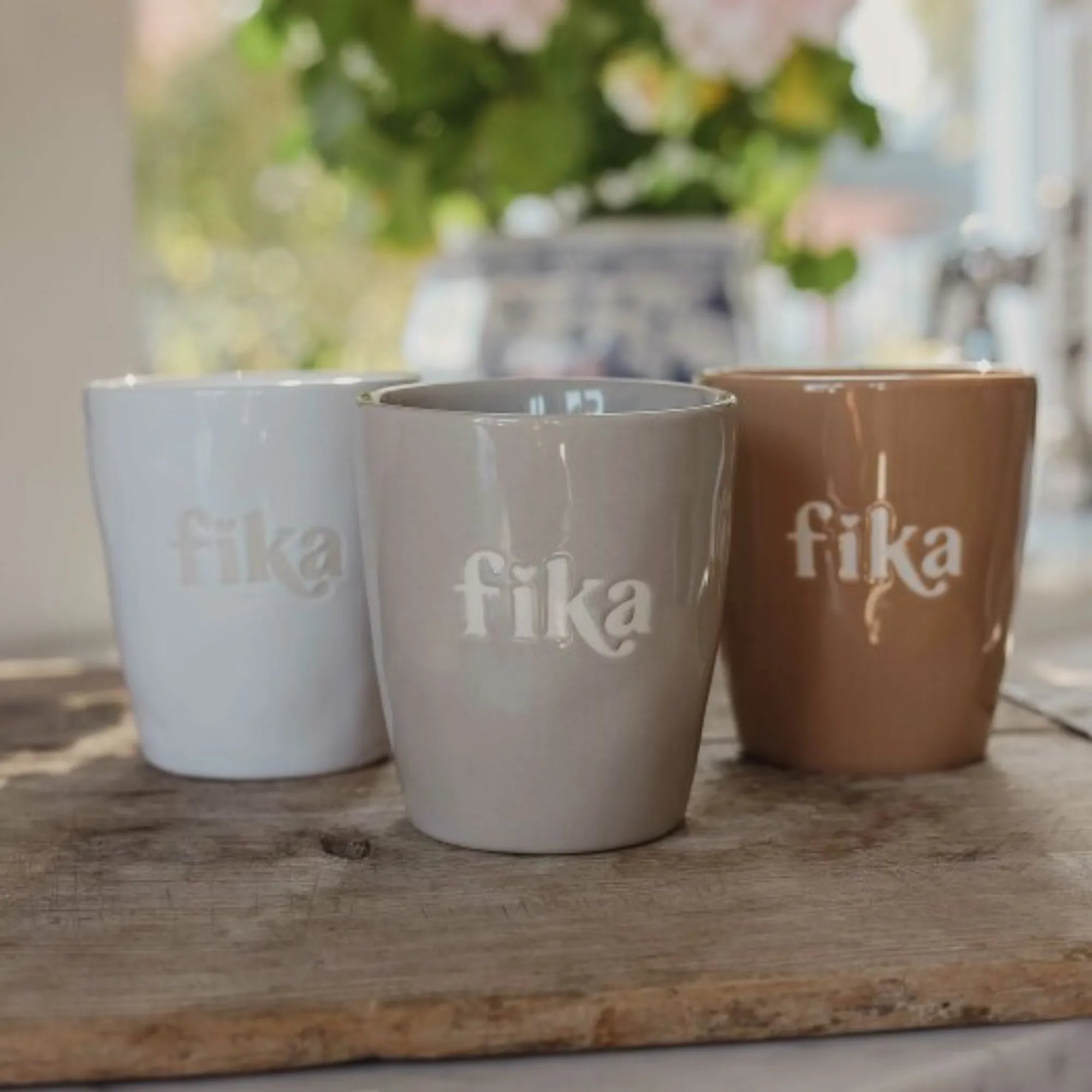 Majas Cottage Becher "Fika" taupe grau 250 ml