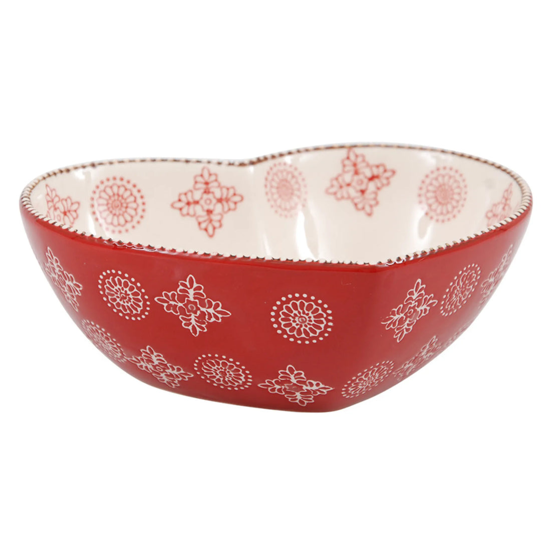 Miljögården "Merry" Dessert Schale in Herzform rot mit weißem Muster