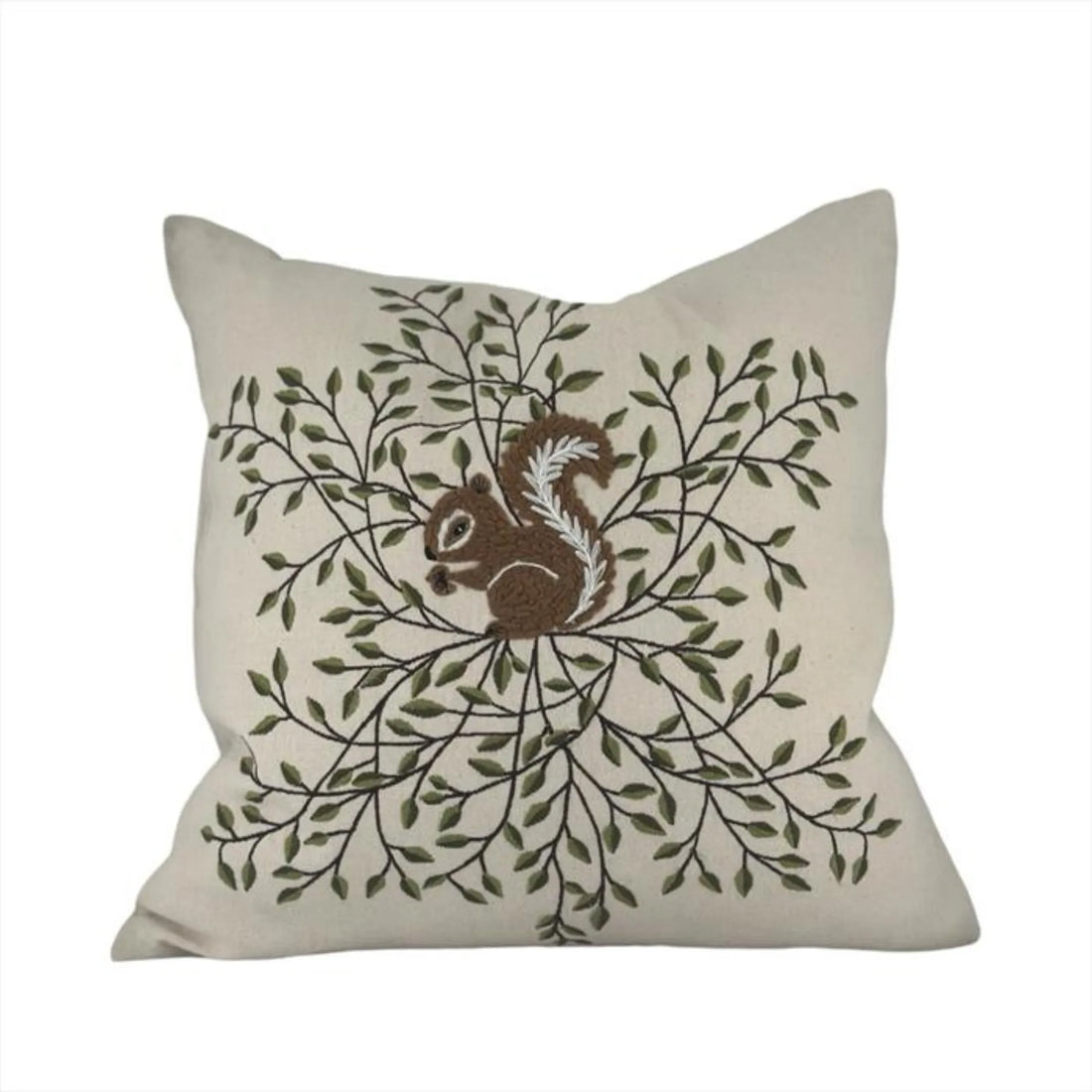 Miljögården "Eichhörnchen" bestickter Kissenbezug Wald Winter Herbst 45 cm