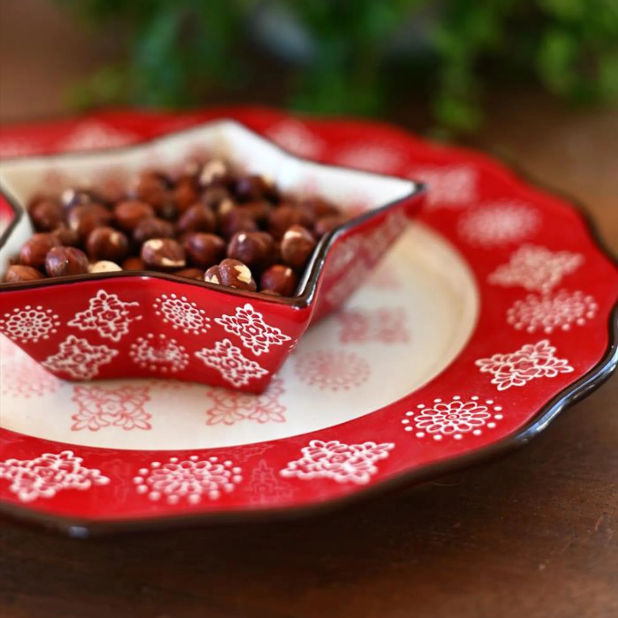 Miljögården "Merry" Müslischale Dessertschüssel Stern rot mit weißem Muster